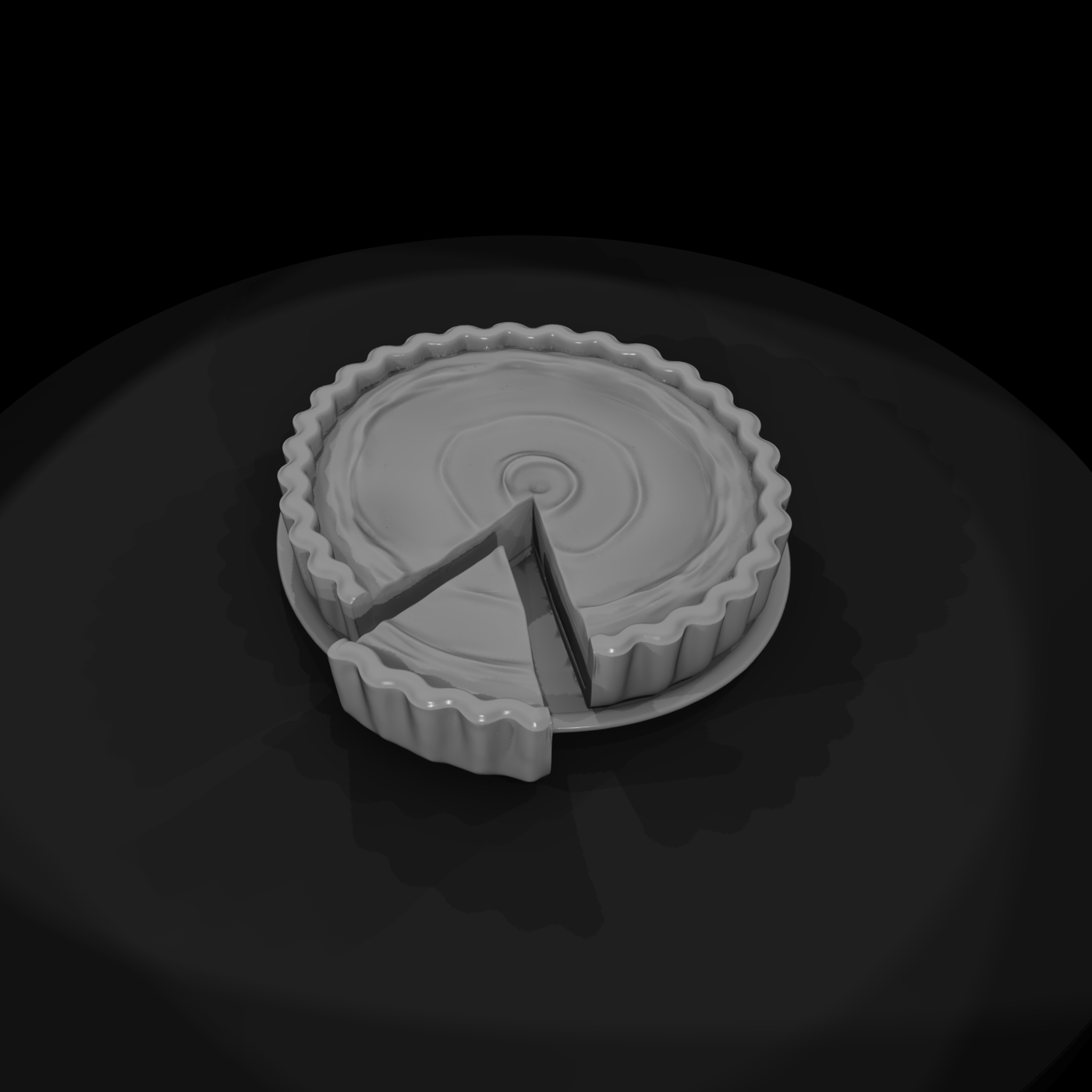 Miniature Pumpkin Pie with Removed Slice on Plate