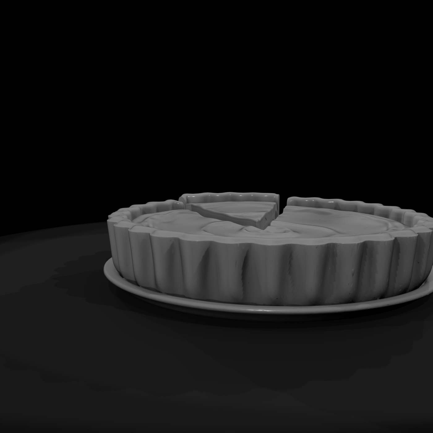 Miniature Pumpkin Pie with Removed Slice on Plate