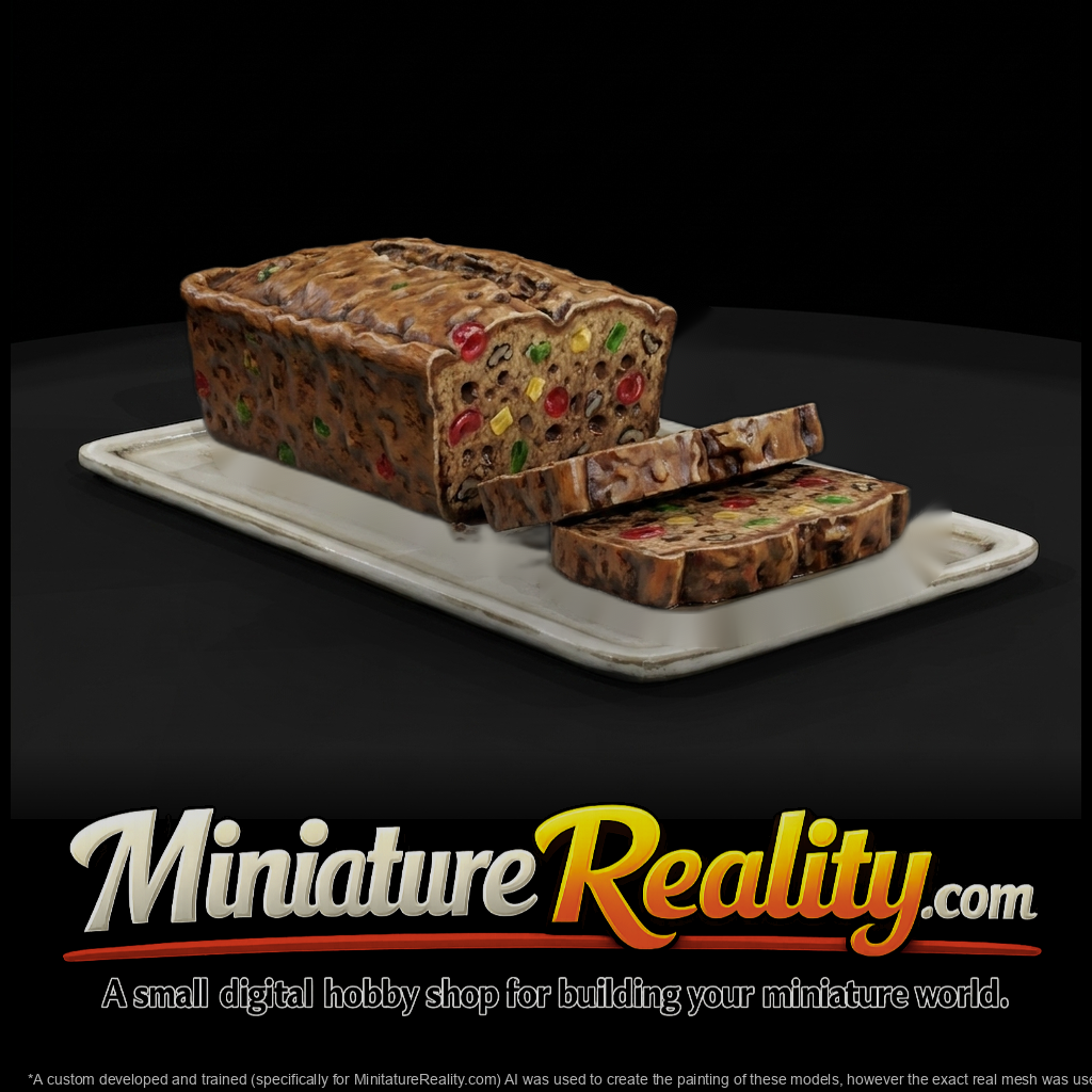 Sliced fruitcake on platter — miniature holiday dessert