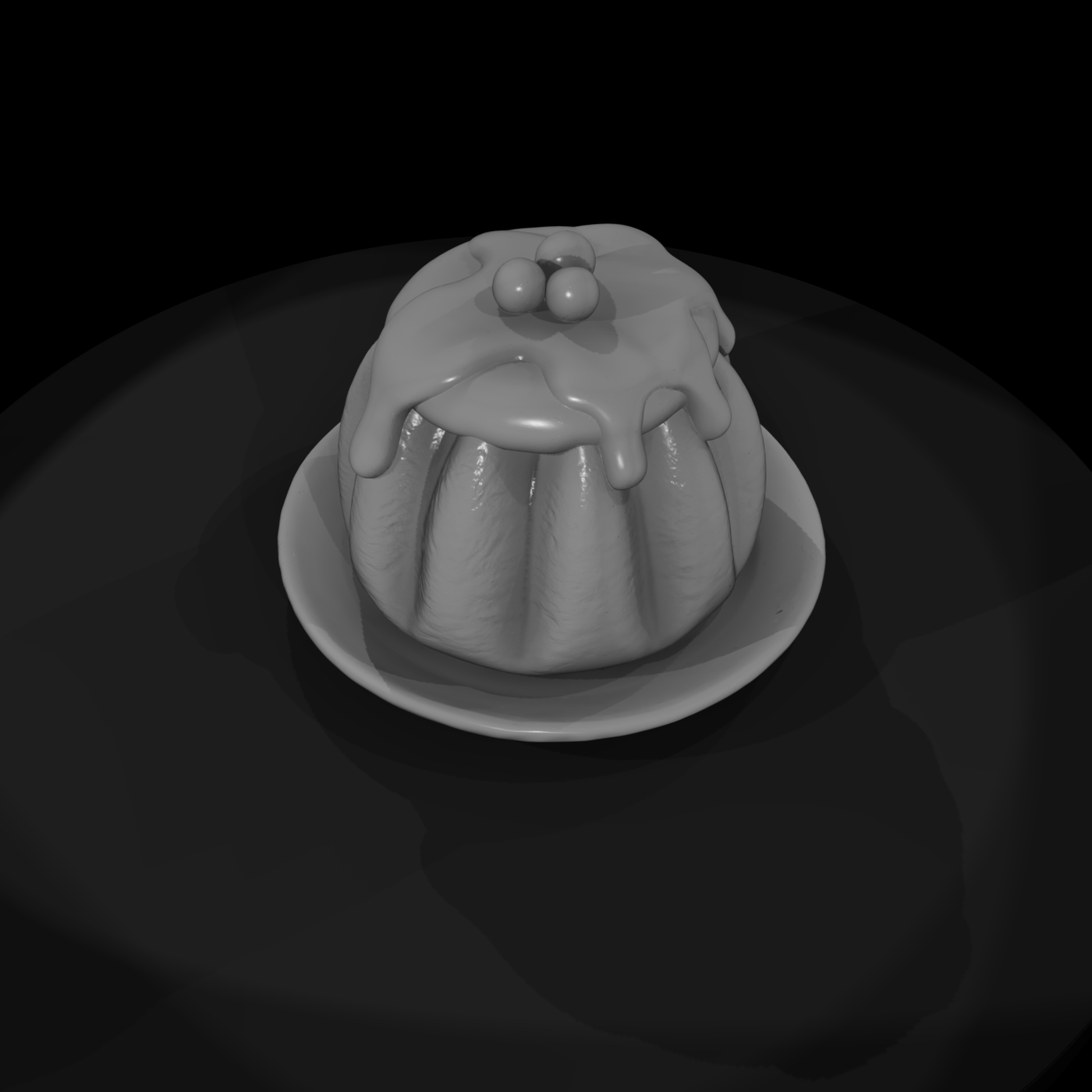 Steamed Christmas Pudding on Saucer