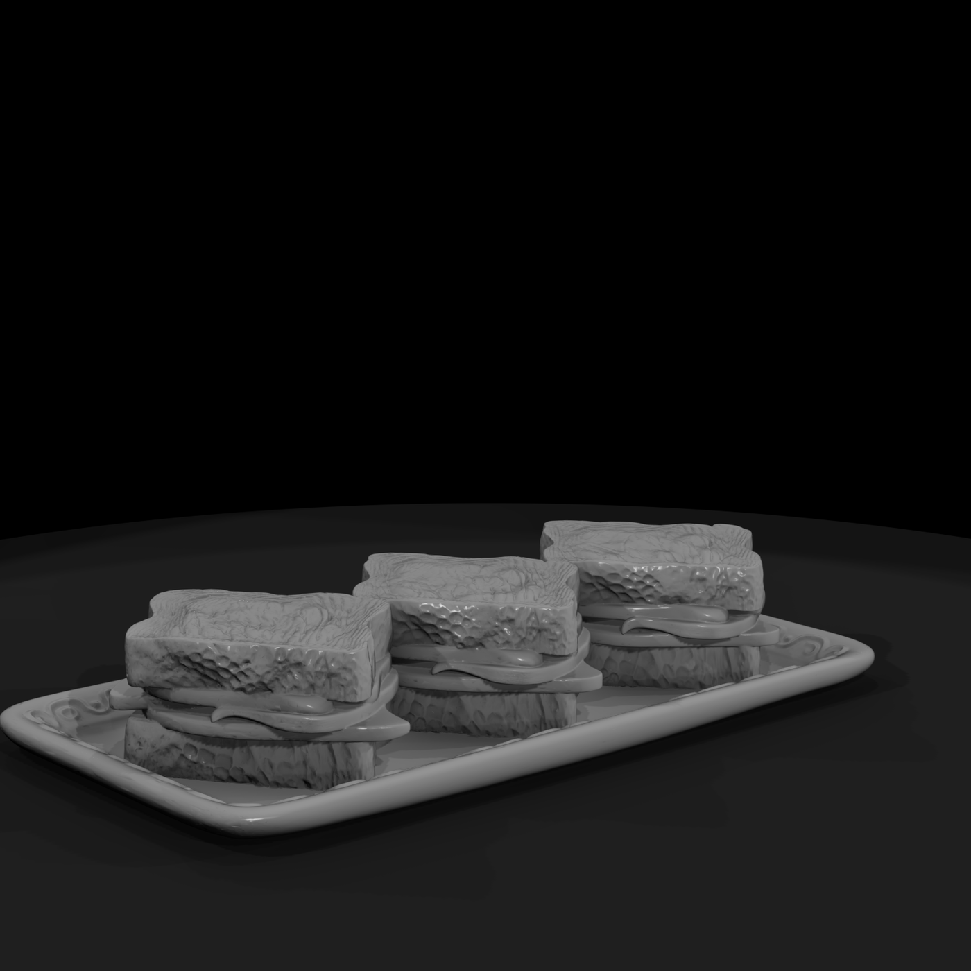 Porcelain Plate with Three Sandwiches