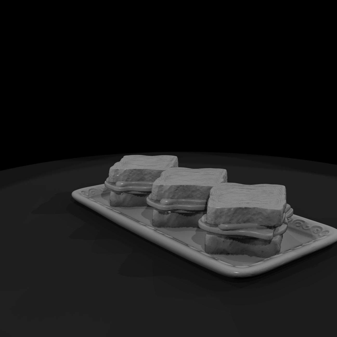 Porcelain Plate with Three Sandwiches