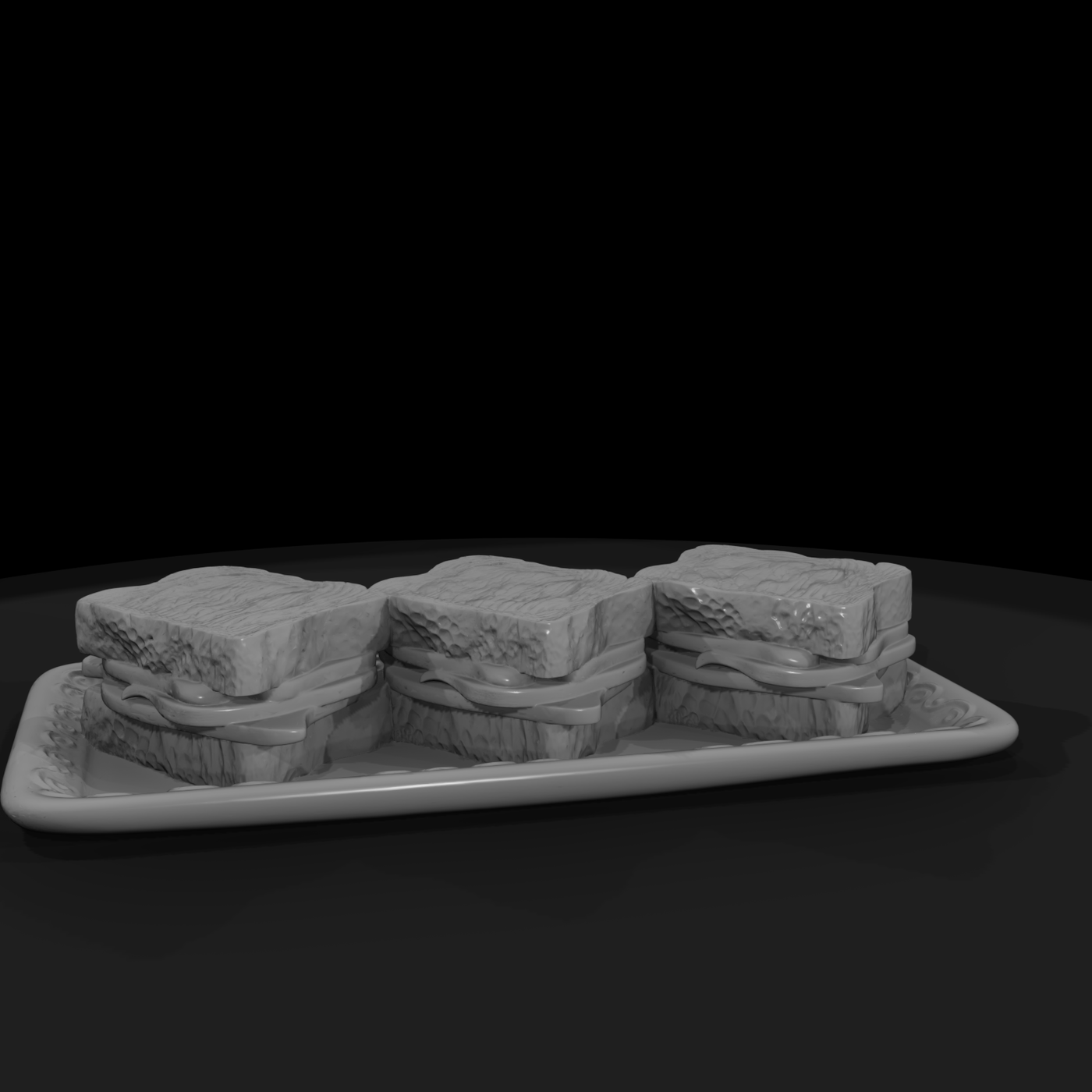 Porcelain Plate with Three Sandwiches