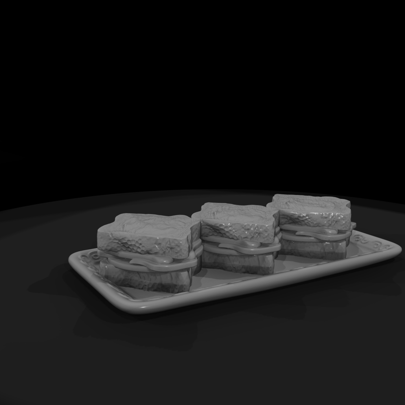Porcelain Plate with Three Sandwiches