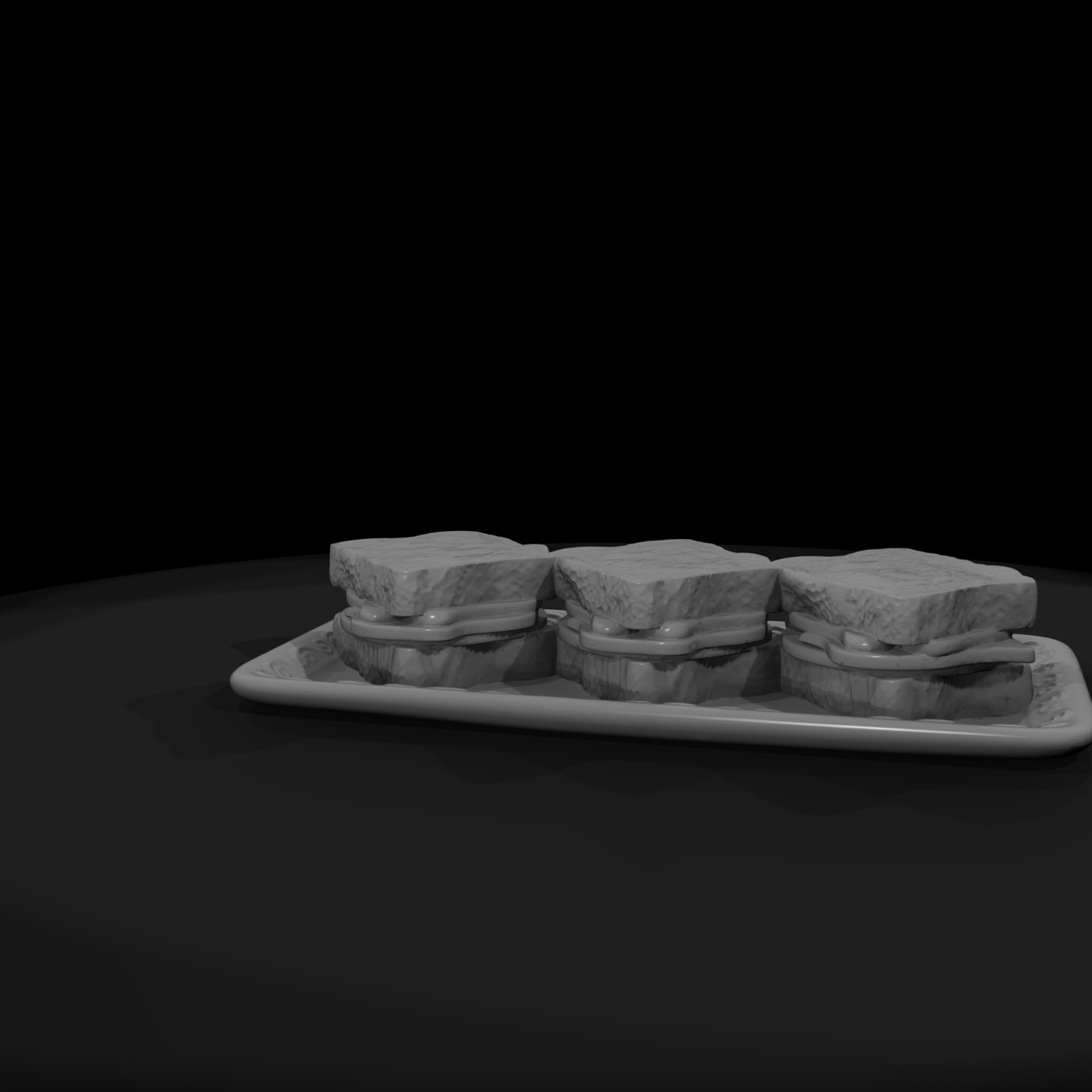 Porcelain Plate with Three Sandwiches