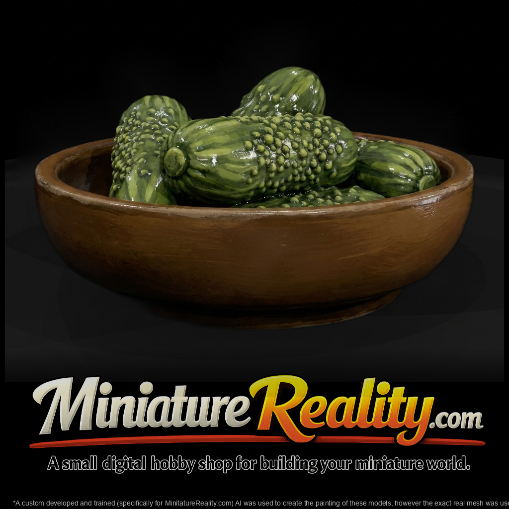 Pickled Gherkins in Wooden Bowl