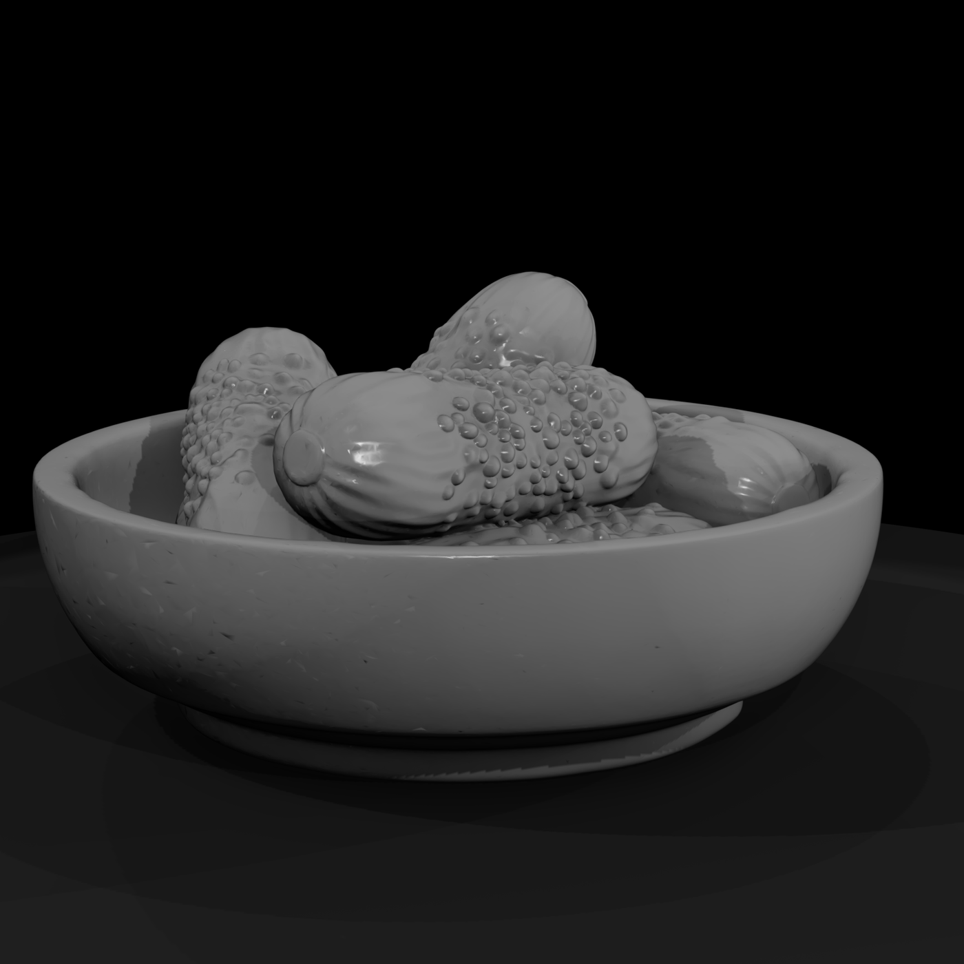 Pickled Gherkins in Wooden Bowl