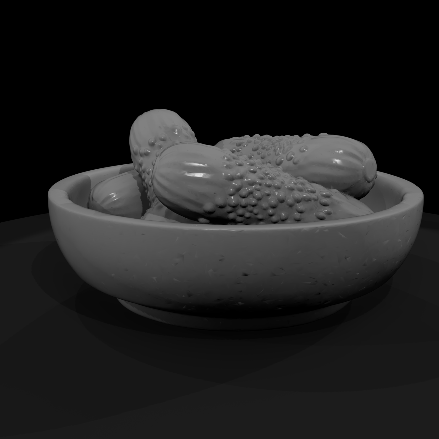 Pickled Gherkins in Wooden Bowl