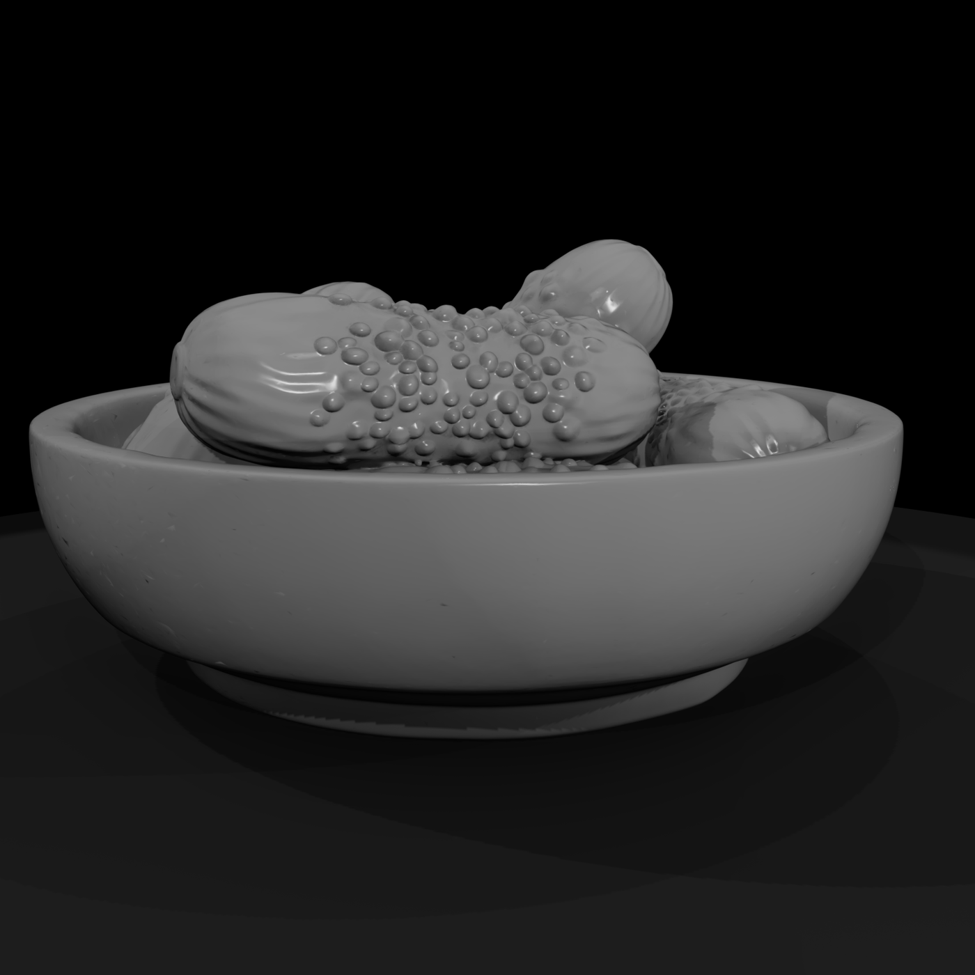 Pickled Gherkins in Wooden Bowl