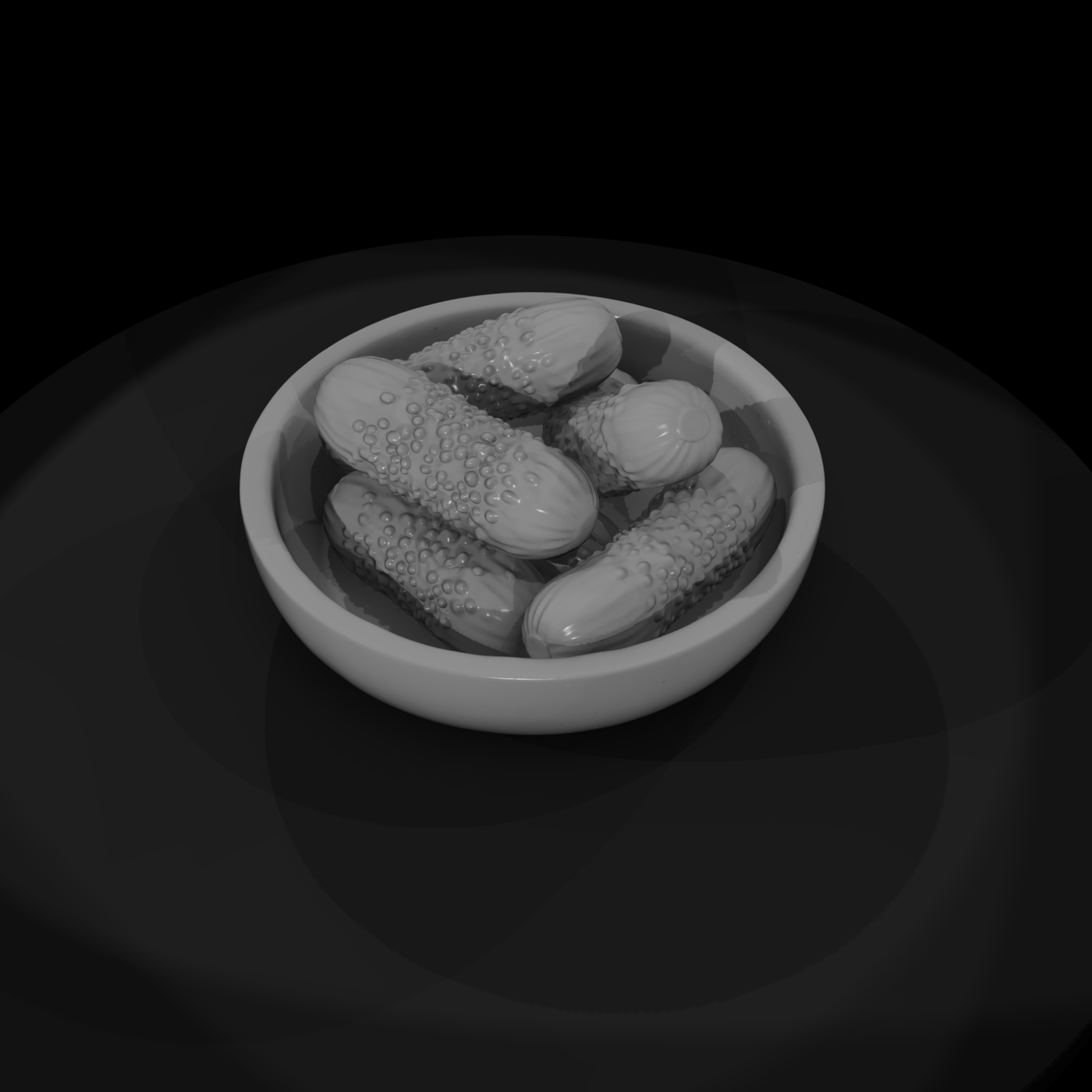 Pickled Gherkins in Wooden Bowl
