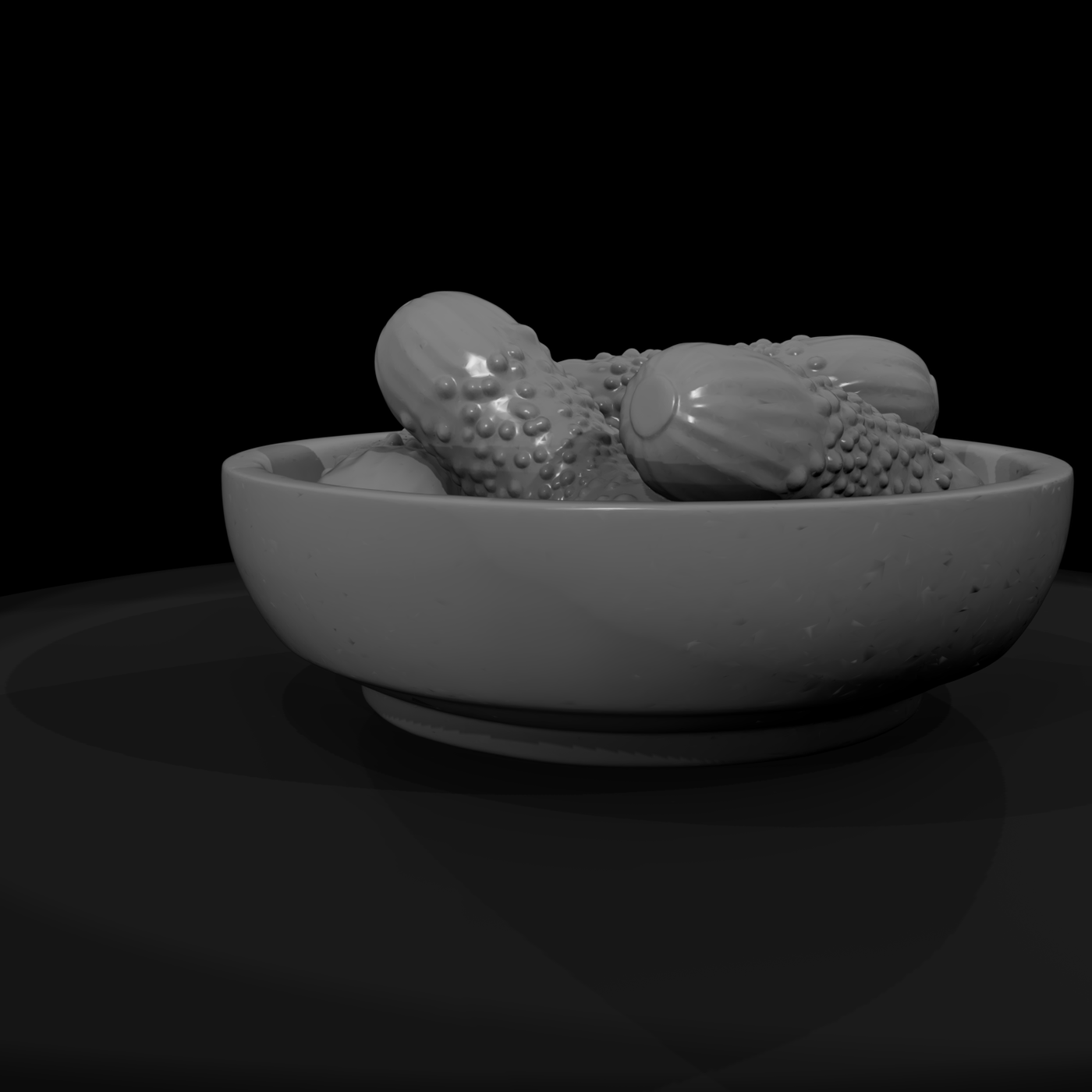 Pickled Gherkins in Wooden Bowl