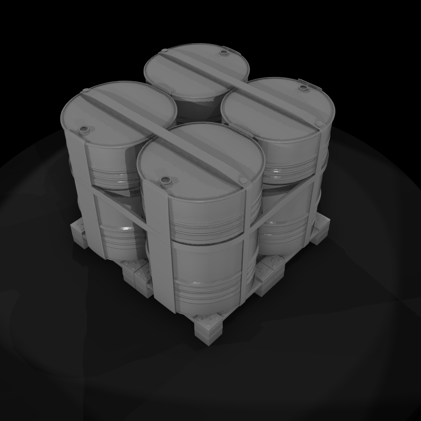 Industrial Chemical Drum Pallet Set (Game-Ready)