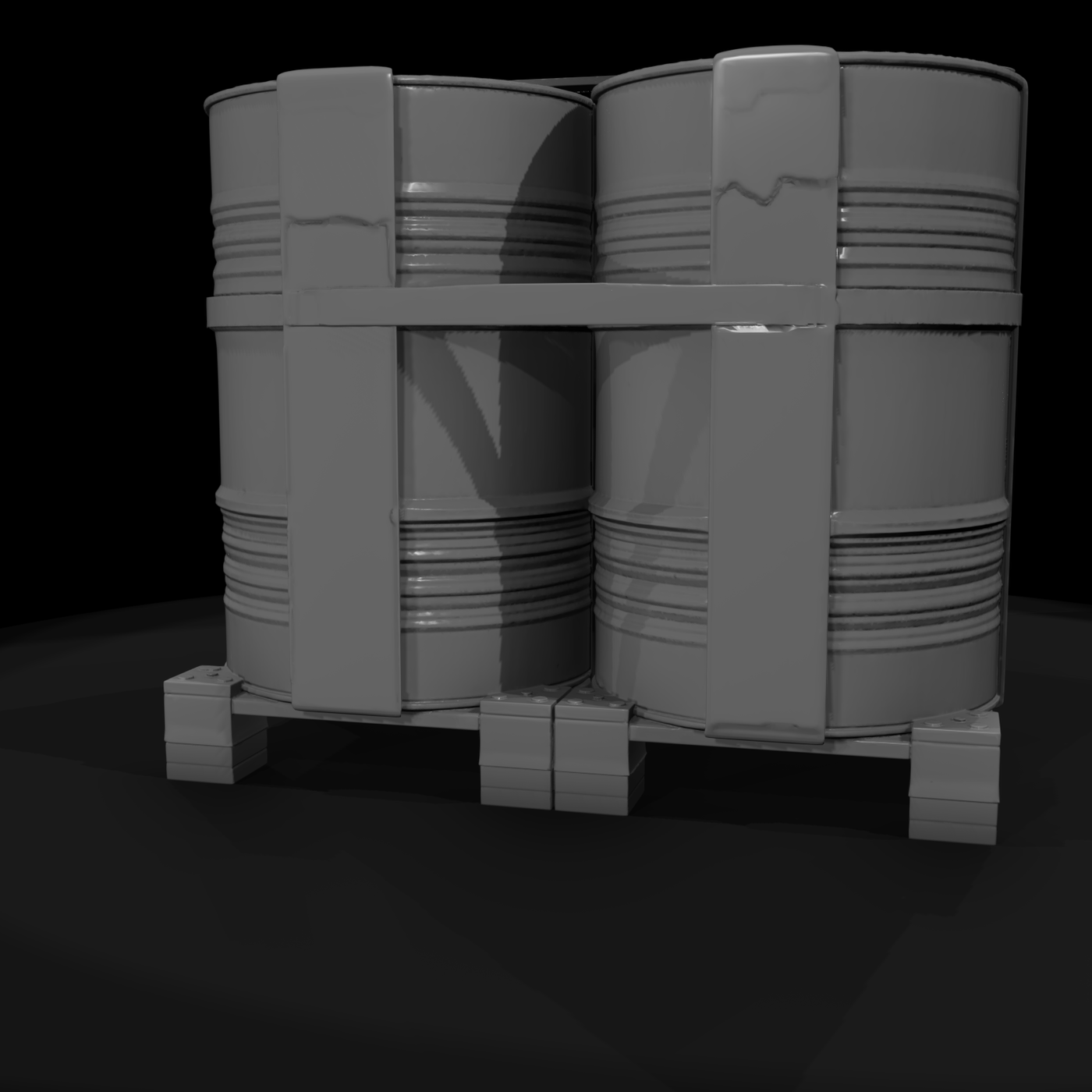 Industrial Chemical Drum Pallet Set (Game-Ready)