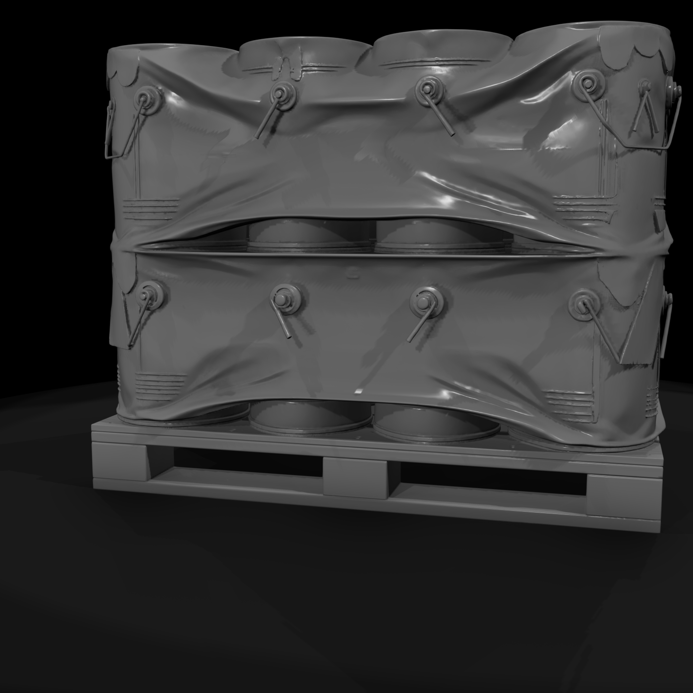 Industrial Steel Drum Pallet Load