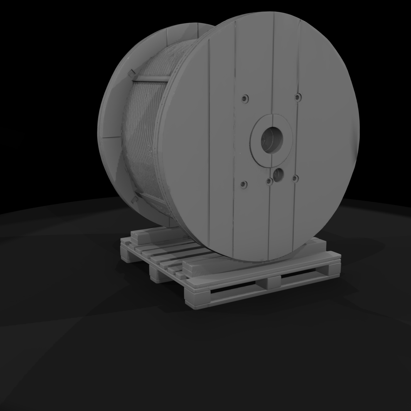 Industrial Wooden Cable Spool - 3D Printable Miniature