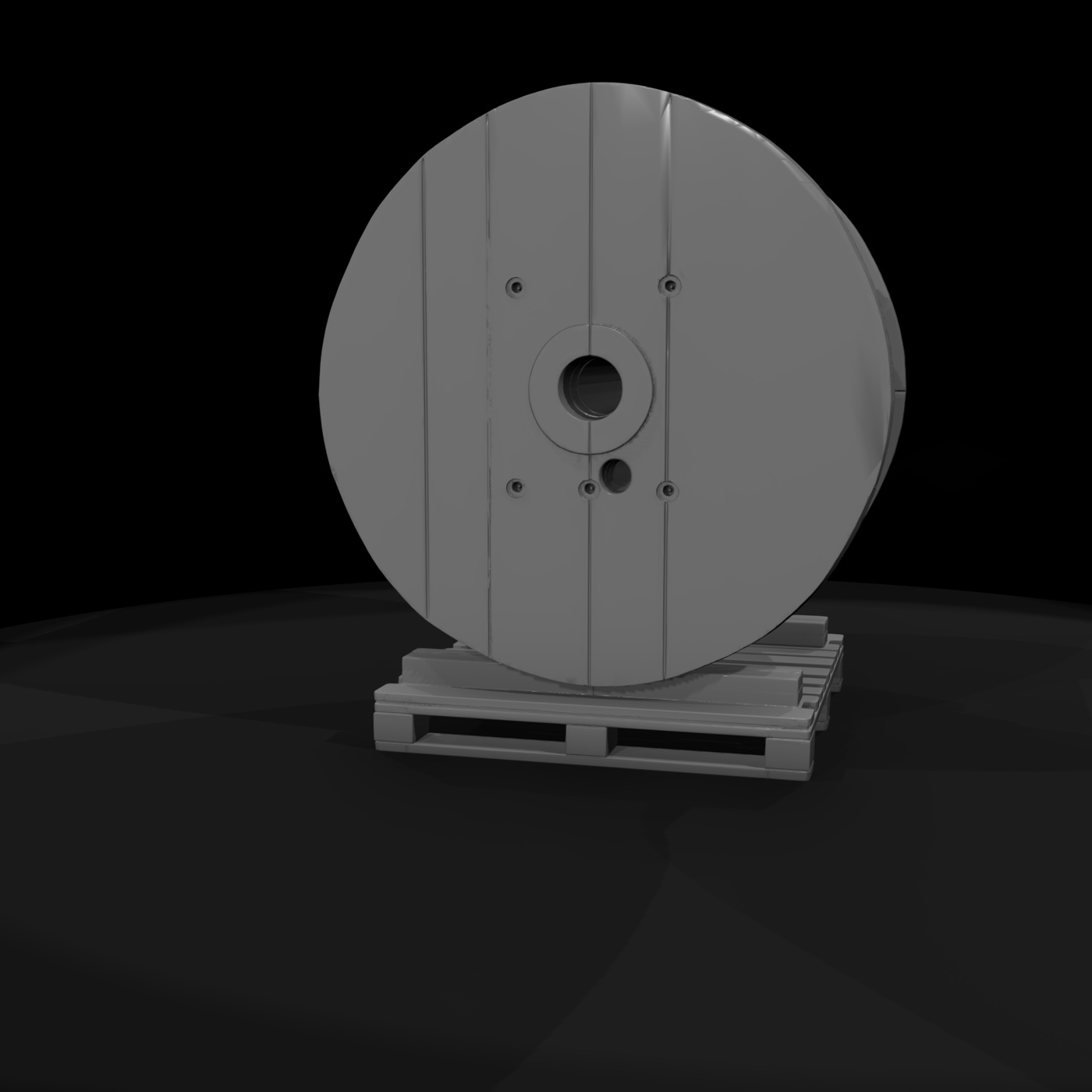 Industrial Wooden Cable Spool - 3D Printable Miniature
