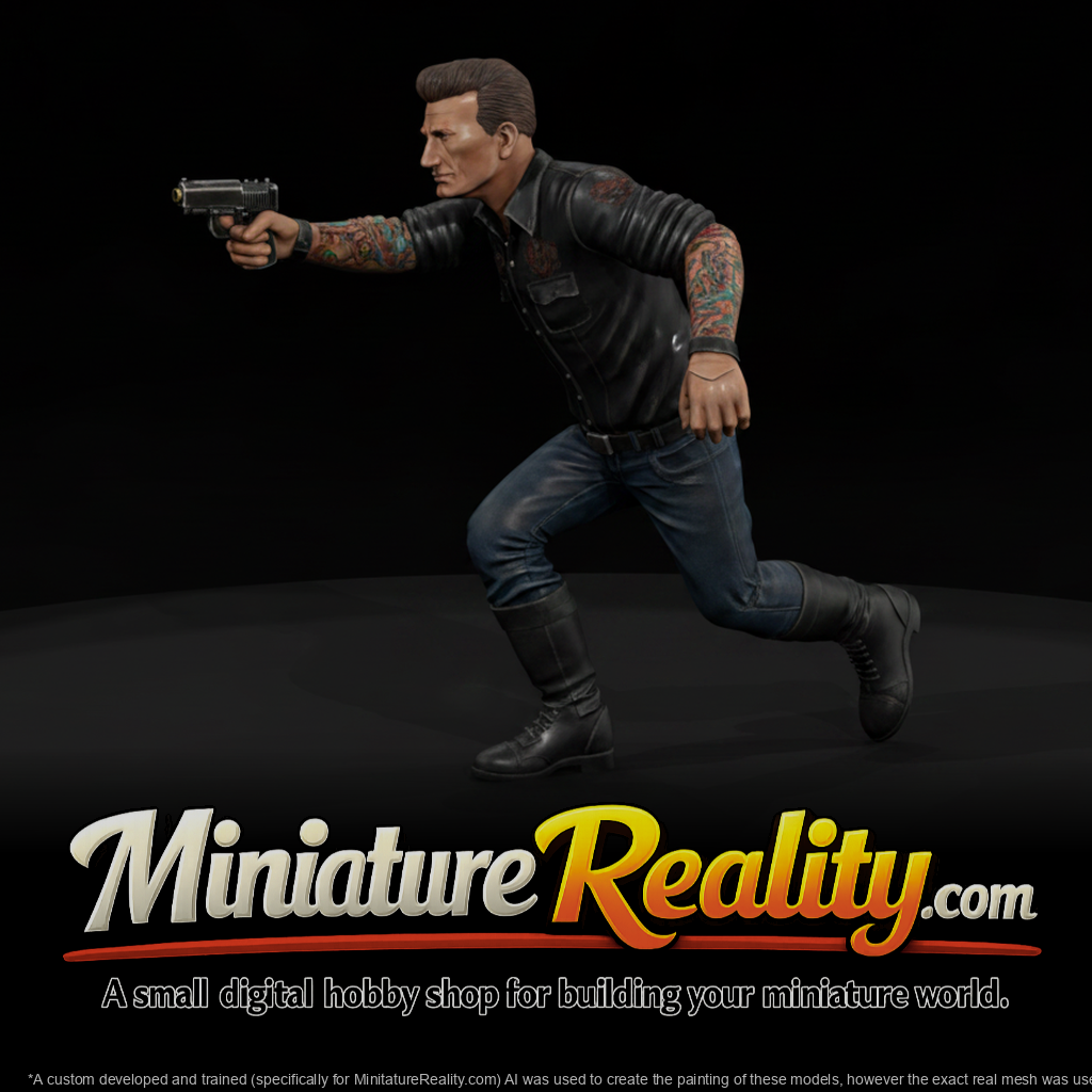 Isaac "Ike" Morton - Outlaw Biker miniature, three-quarter view