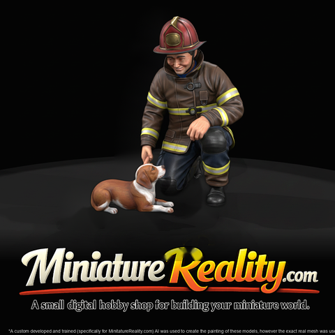 Kneeling Firefighter Miniature (3D Printable)