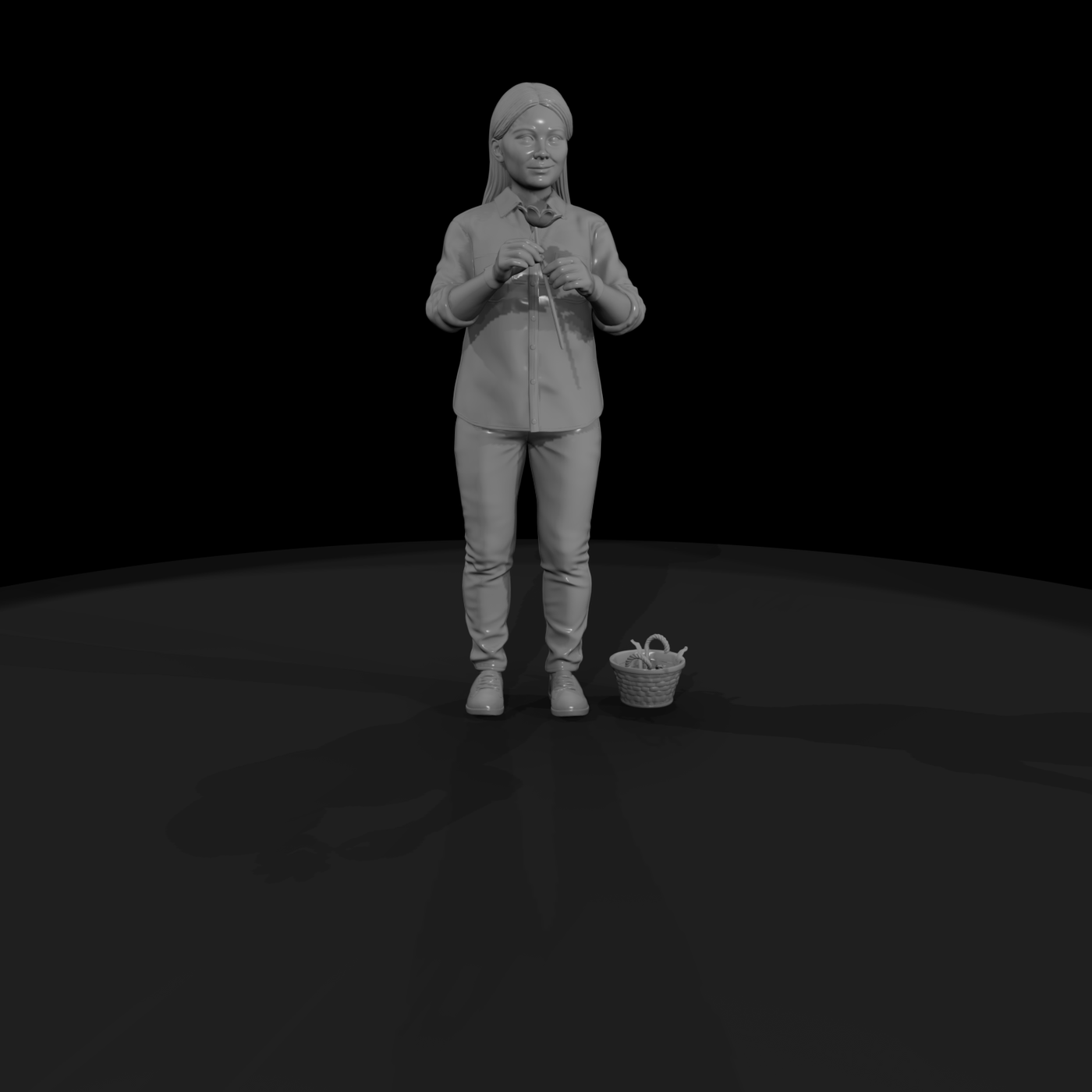Modern Gardener Figurine with Basket