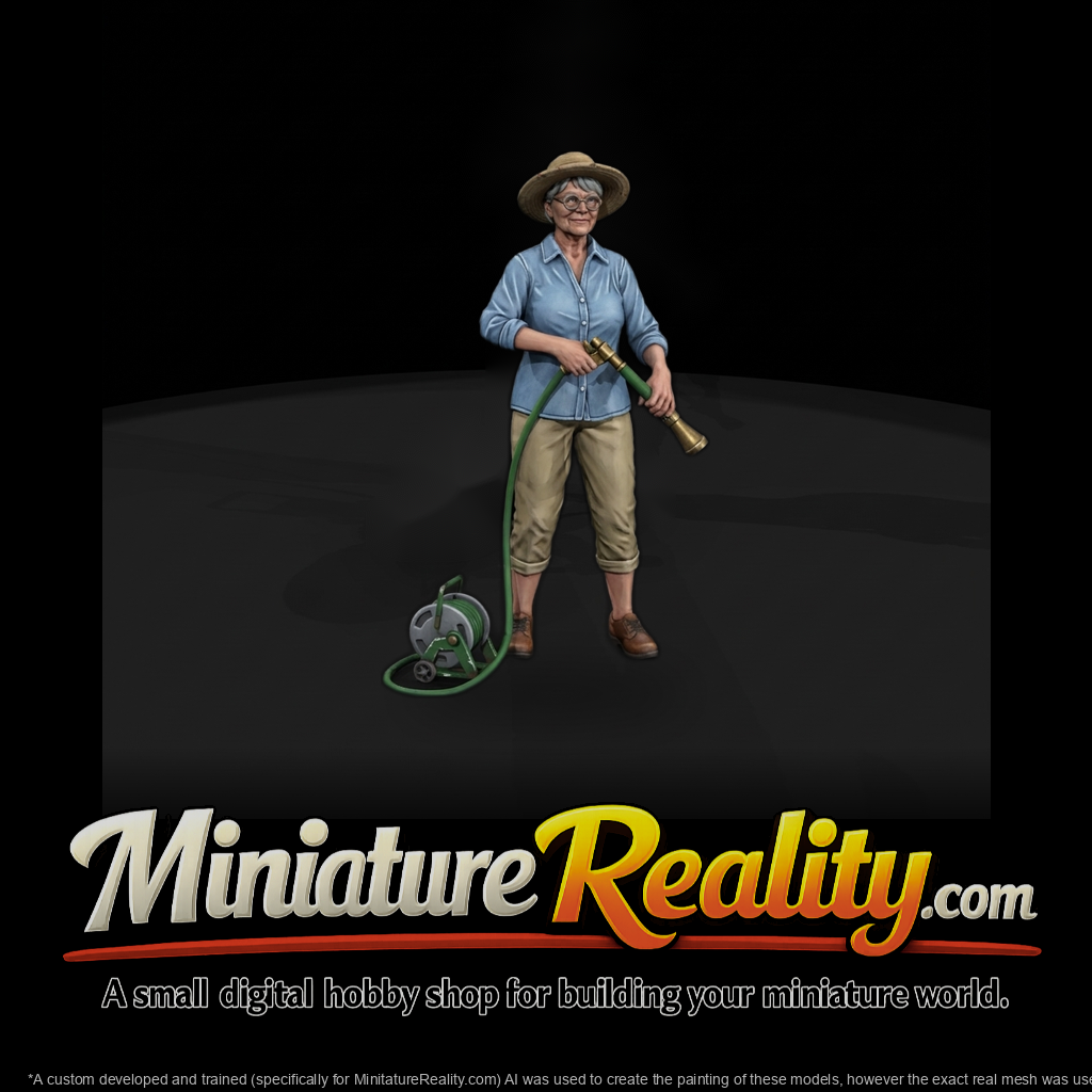 Older Woman Gardener with Hose