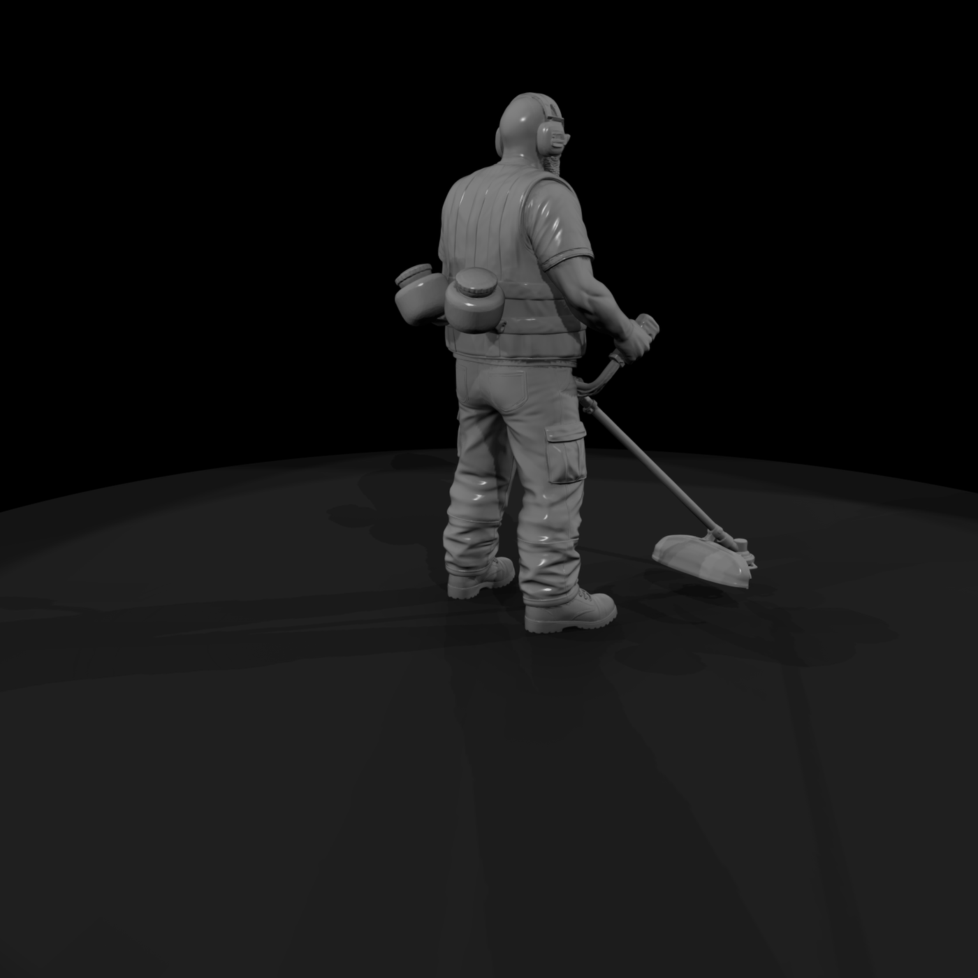 Landscaper with String Trimmer