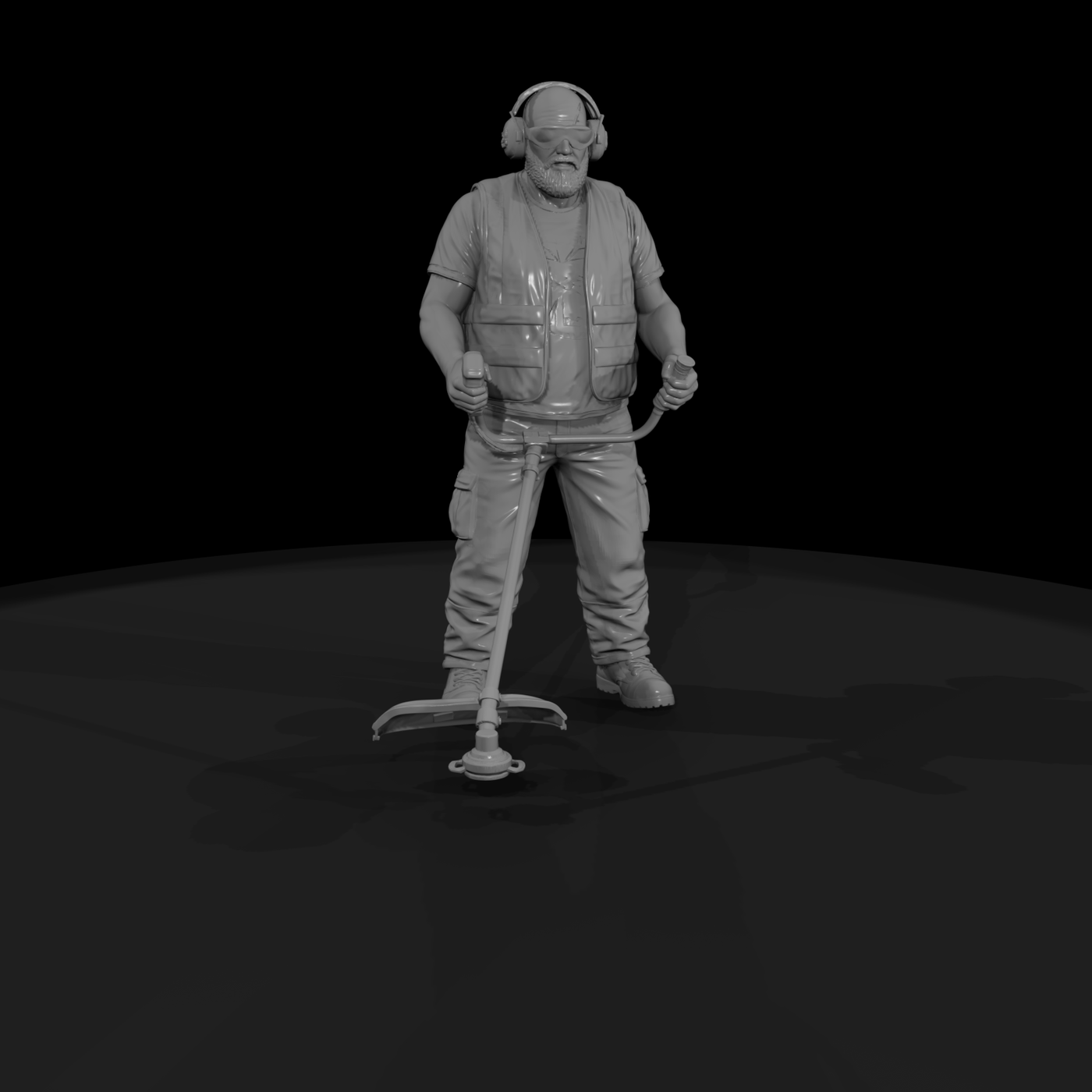 Landscaper with String Trimmer