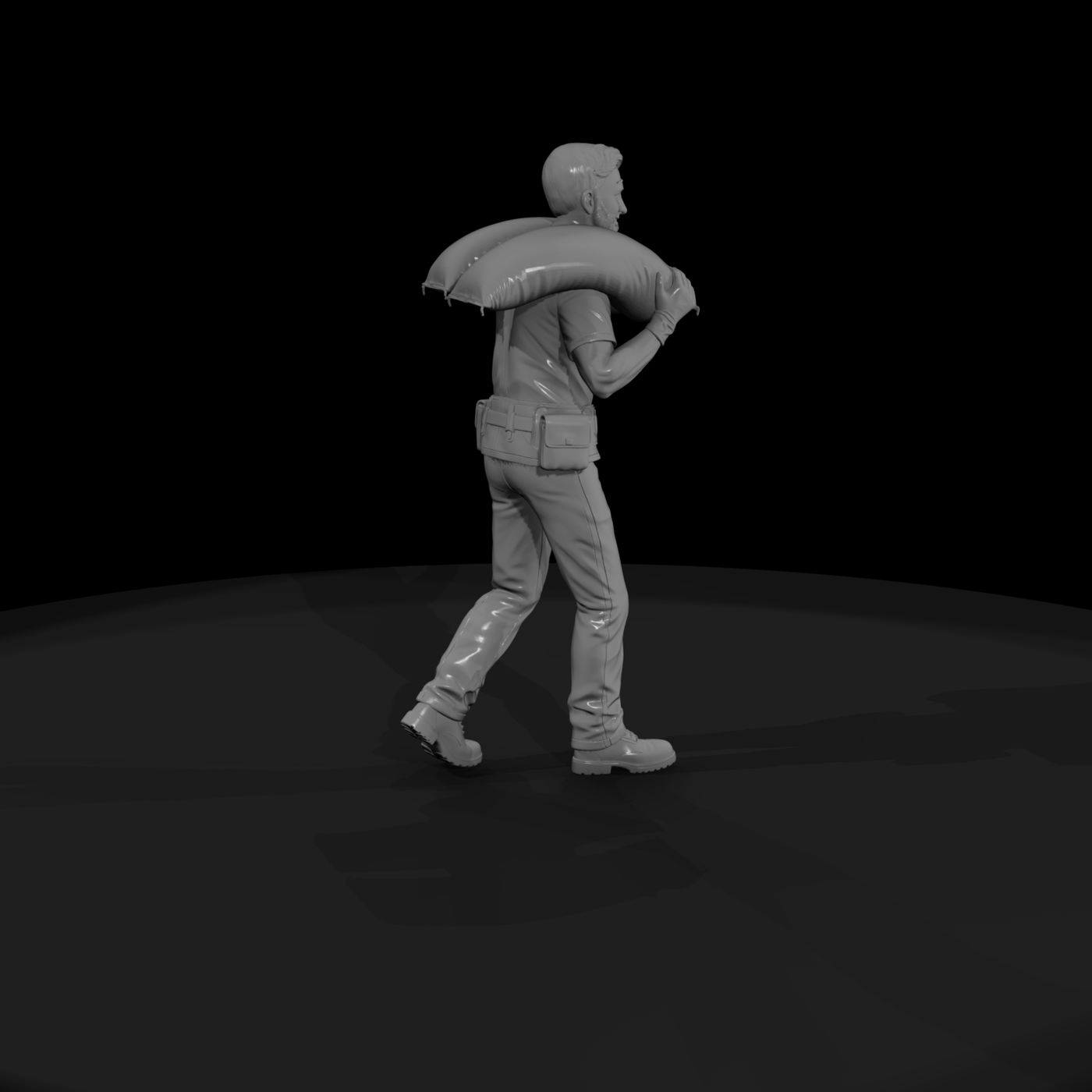Landscaper Figure with Fertilizer Sacks