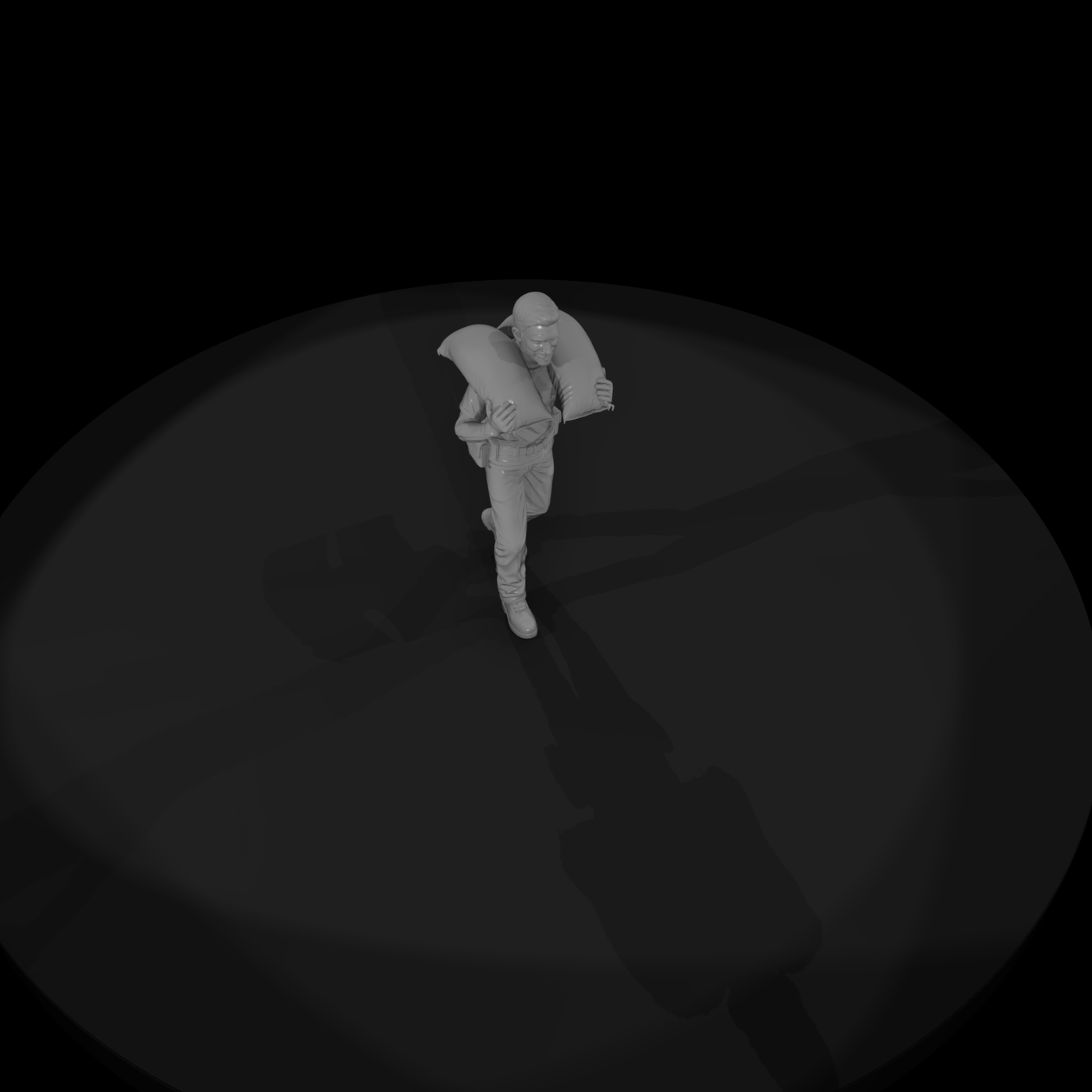 Landscaper Figure with Fertilizer Sacks