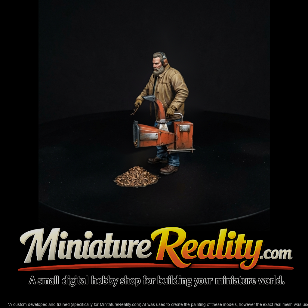 Landscaper with Wood Chipper