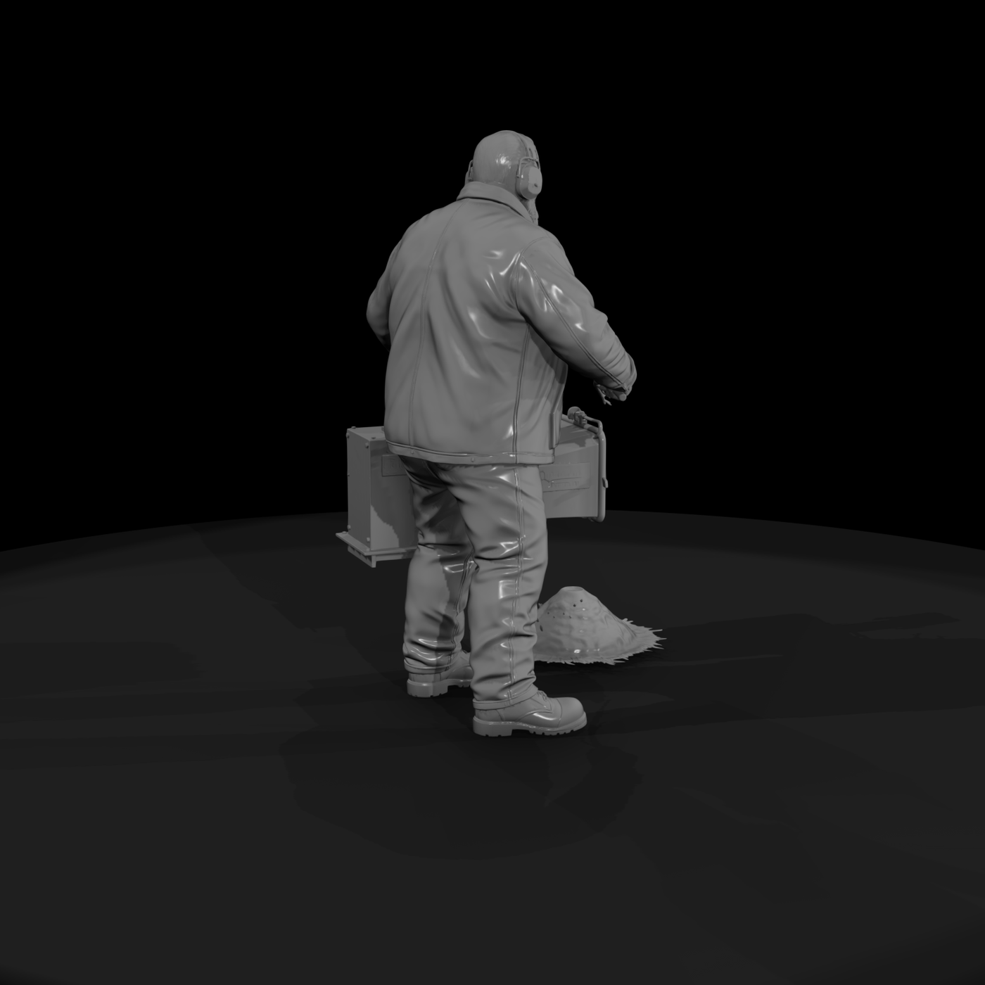 Landscaper with Wood Chipper