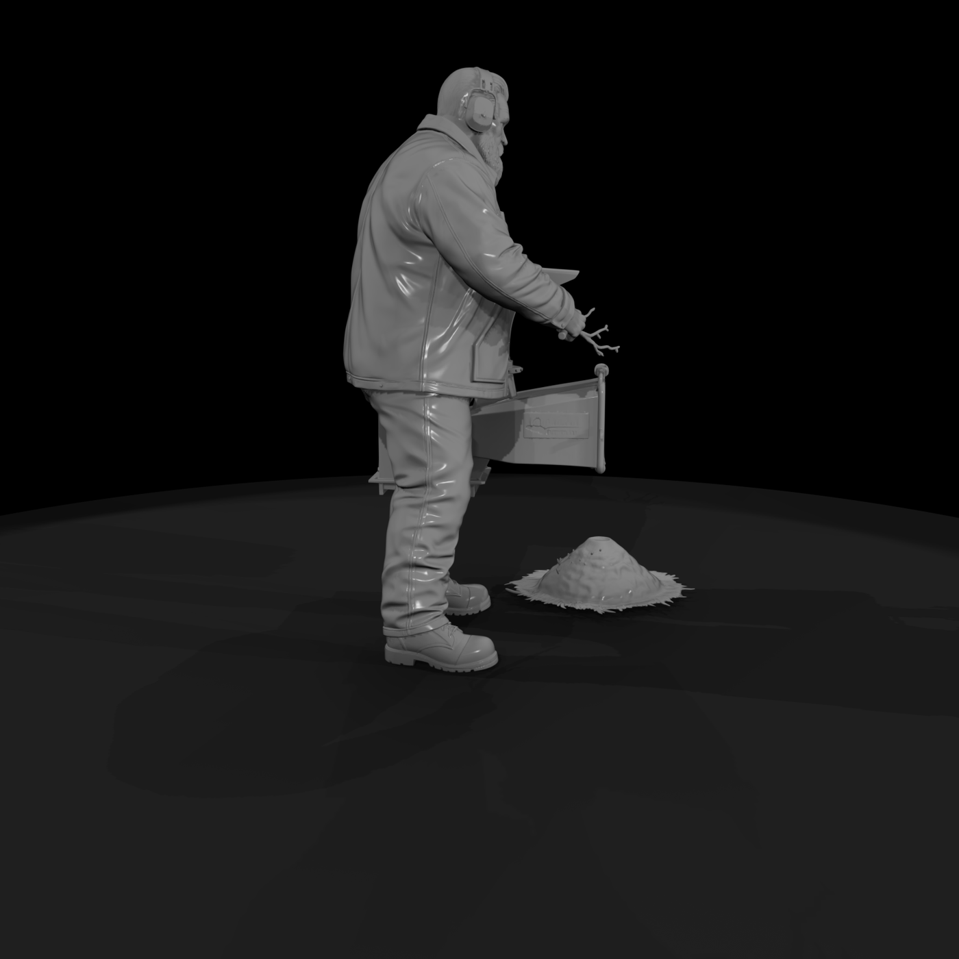 Landscaper with Wood Chipper