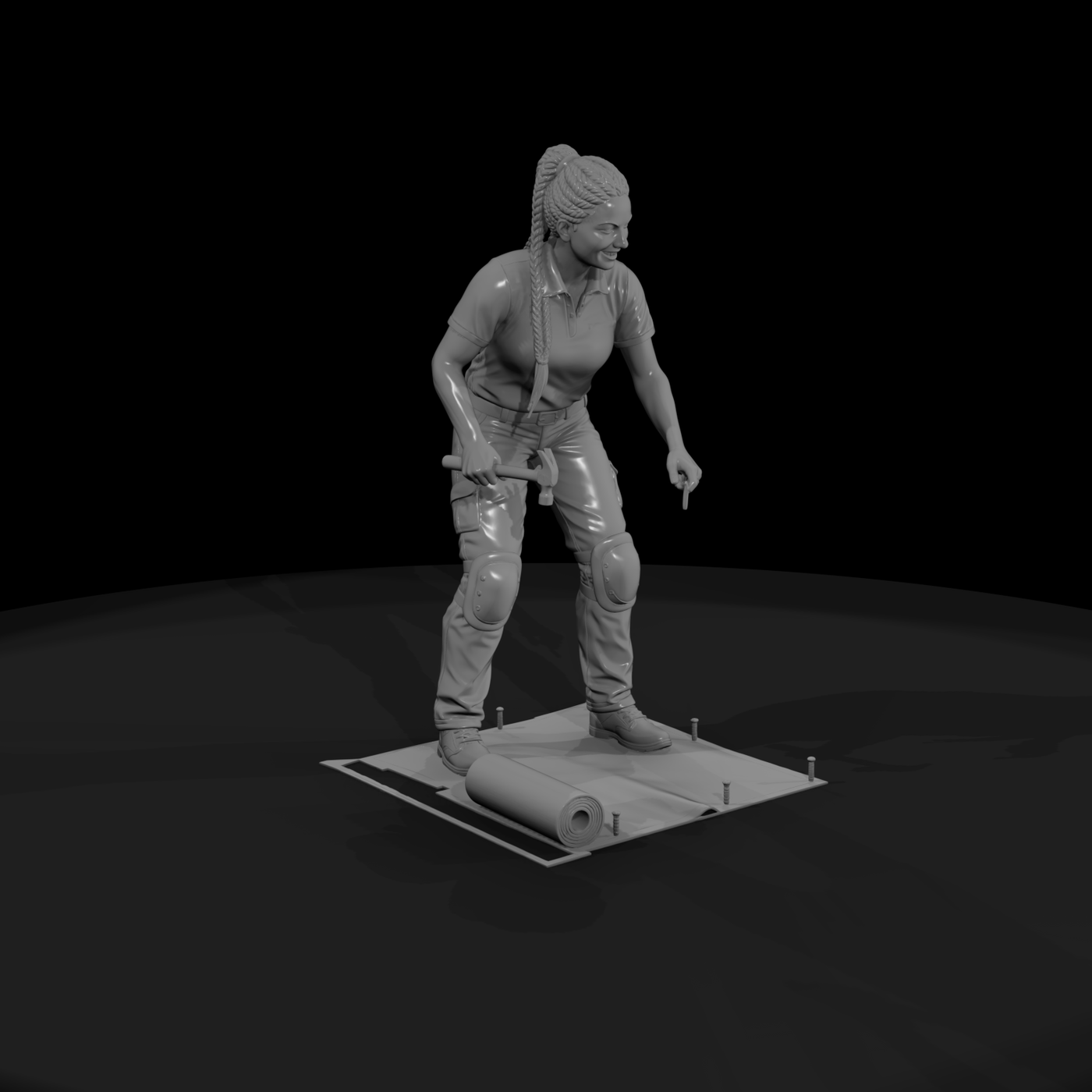 Kneeling Landscaper with Fabric