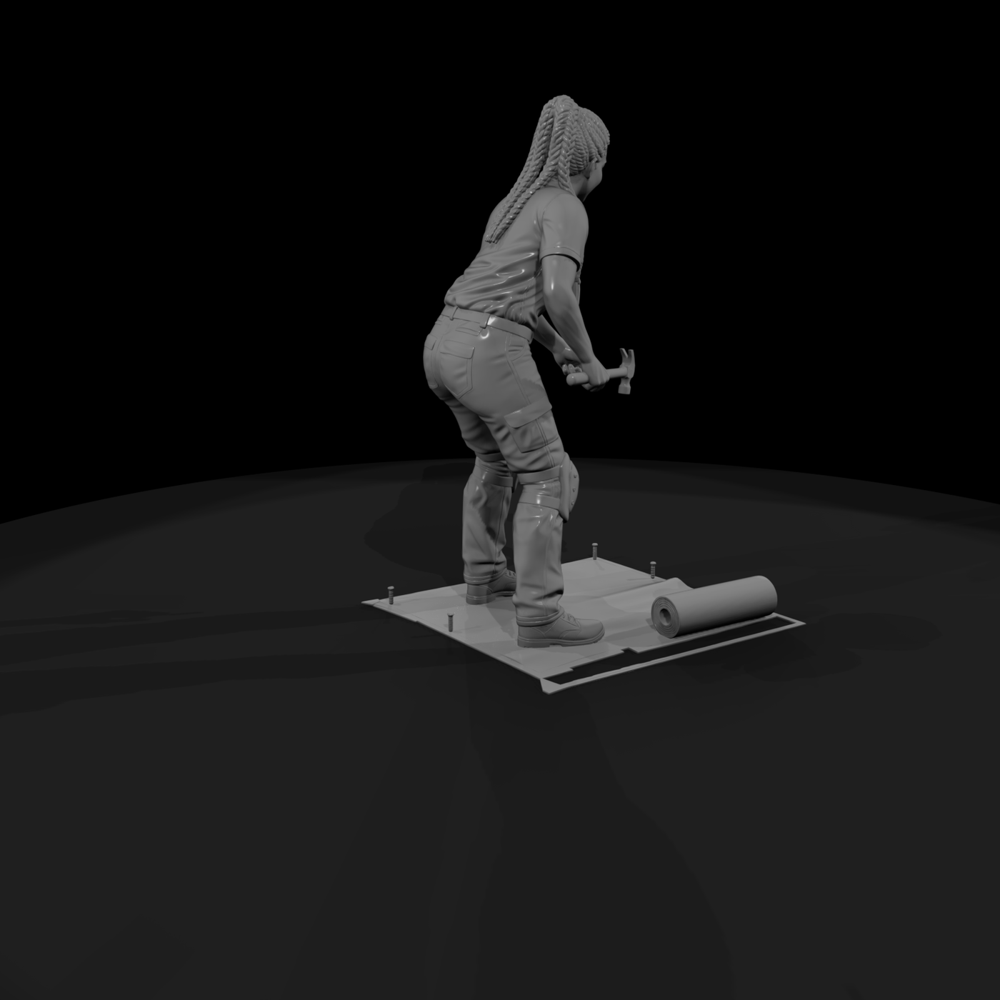 Kneeling Landscaper with Fabric
