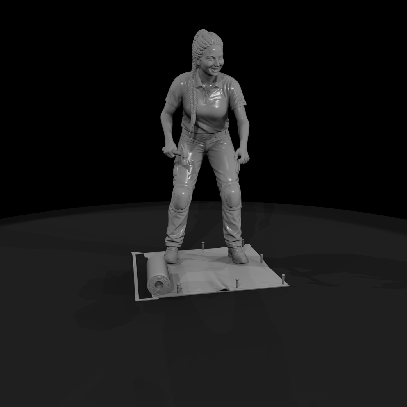 Kneeling Landscaper with Fabric
