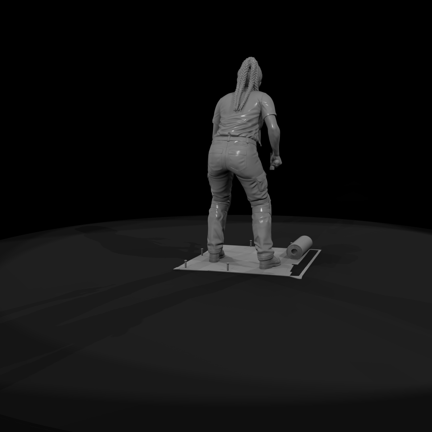 Kneeling Landscaper with Fabric