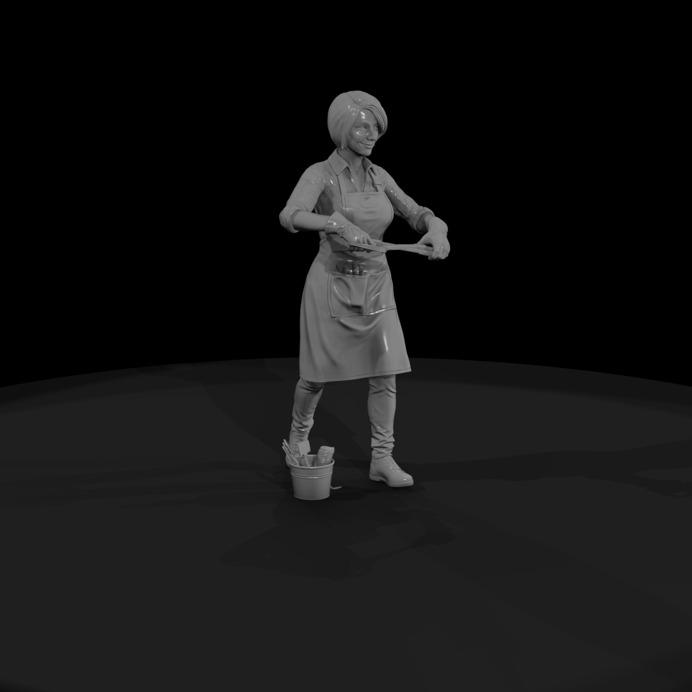 Female Gardener Pruning Figure