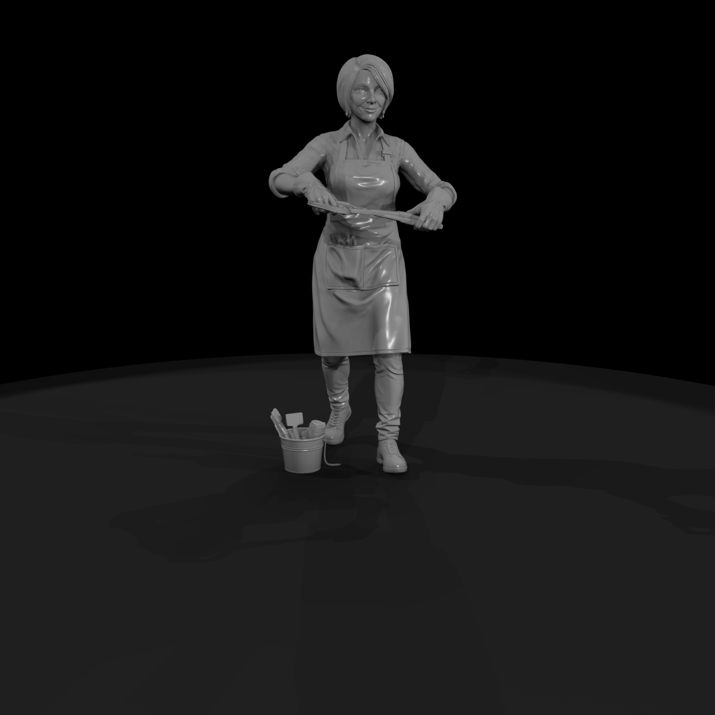 Female Gardener Pruning Figure