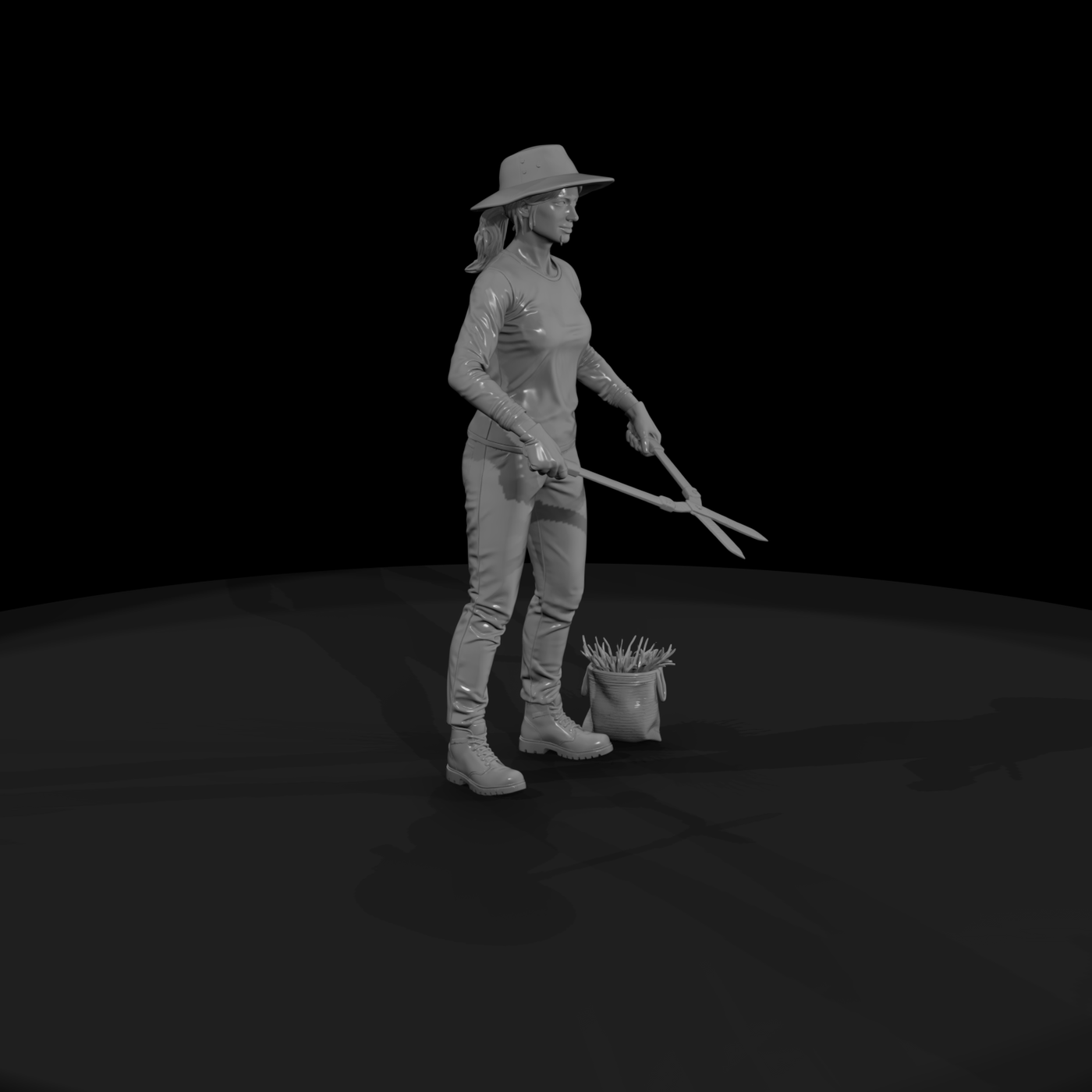 Female Gardener Figure with Shears
