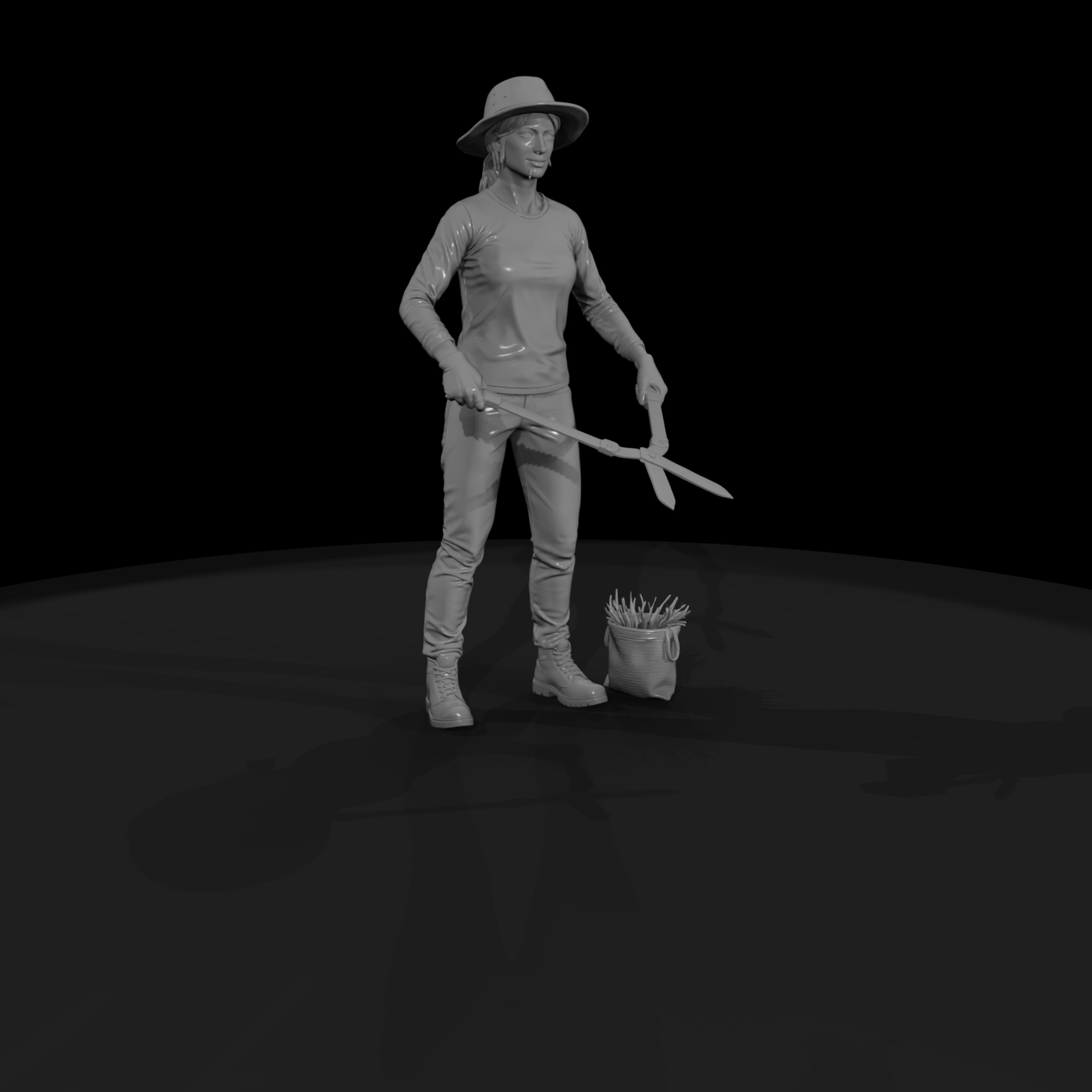 Female Gardener Figure with Shears