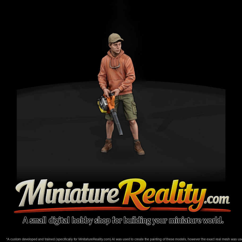 Teen Landscaper Figure with Leaf Blower