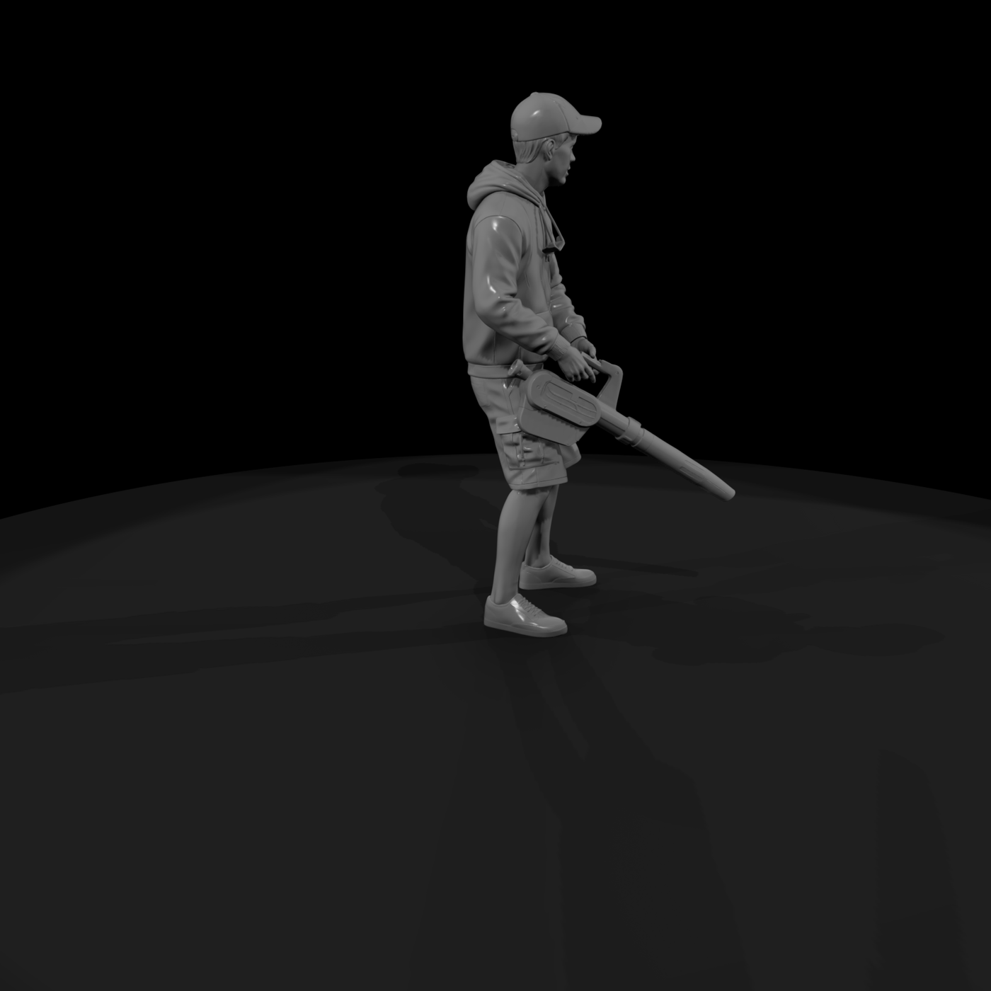 Teen Landscaper Figure with Leaf Blower