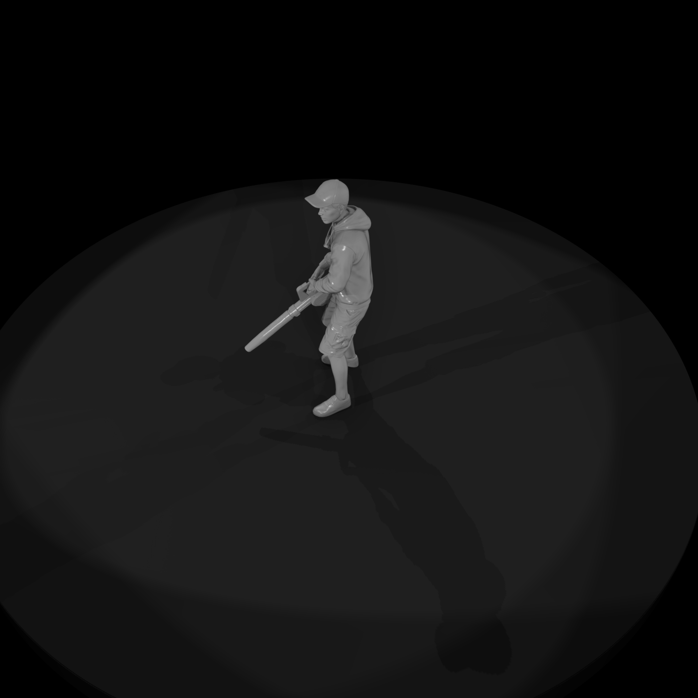 Teen Landscaper Figure with Leaf Blower