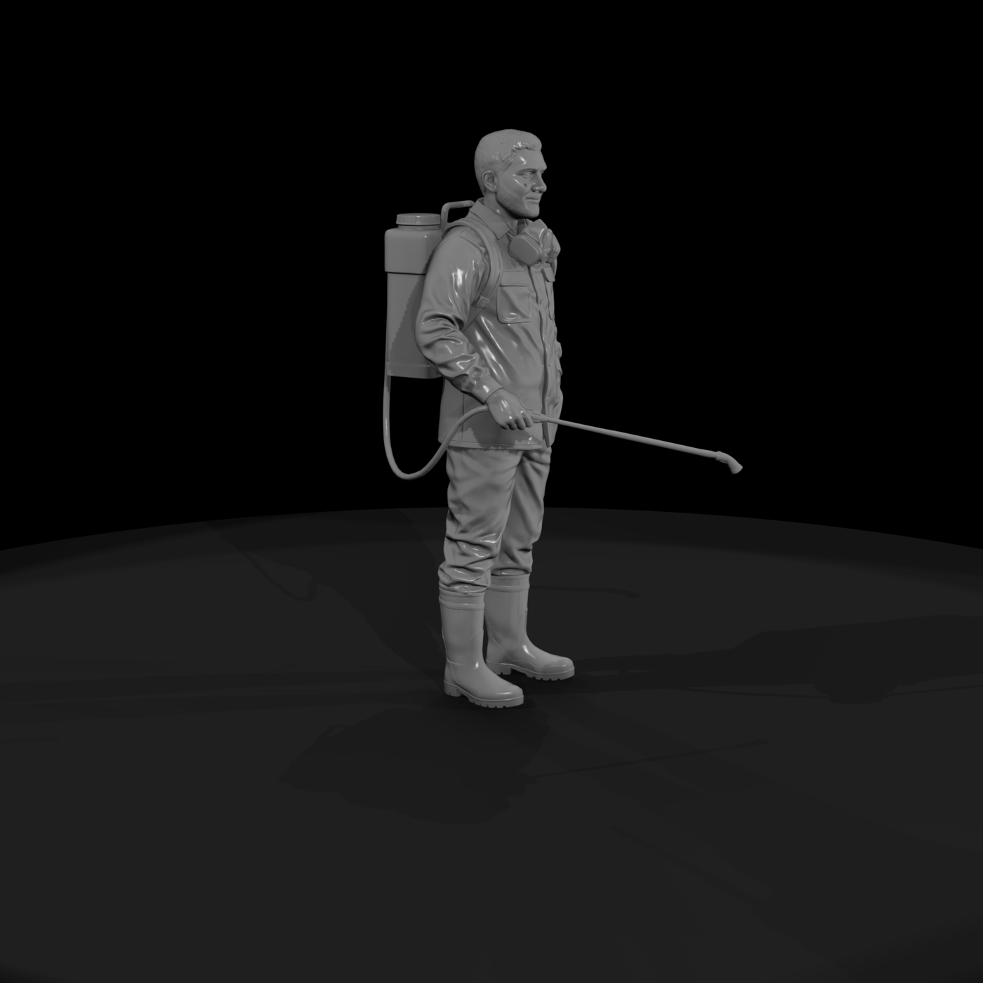 Landscaper Figure with Backpack Sprayer