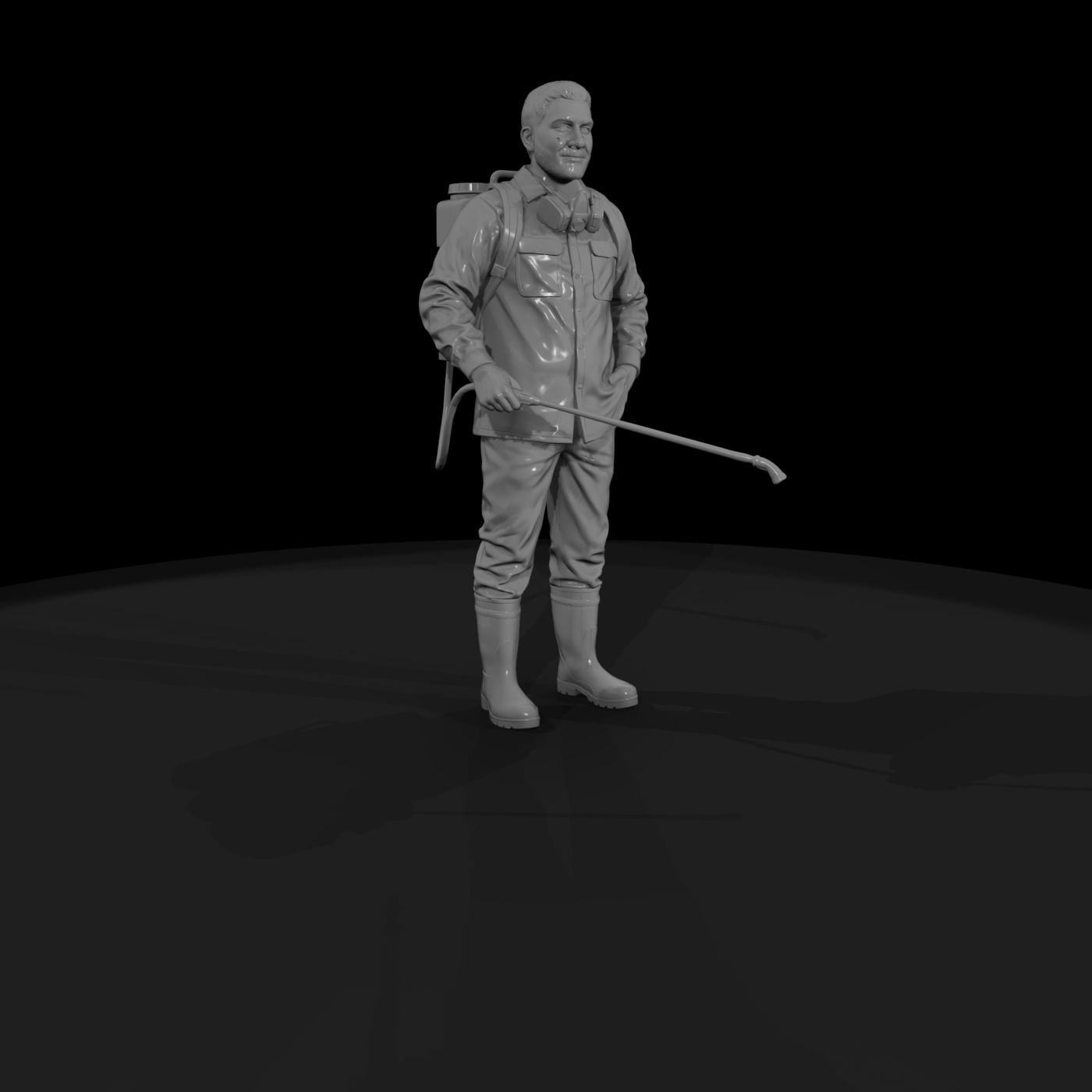 Landscaper Figure with Backpack Sprayer