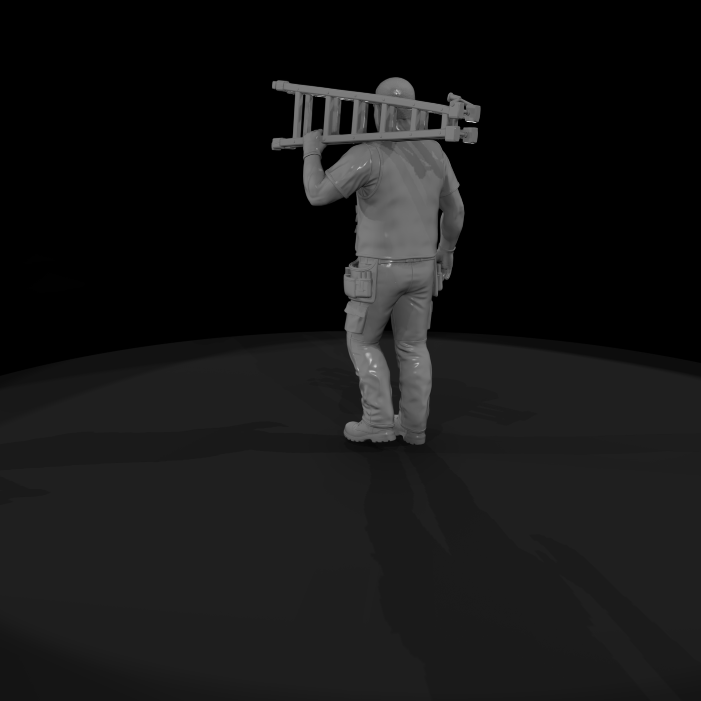 Male Landscaper Figurine with Folded Ladder