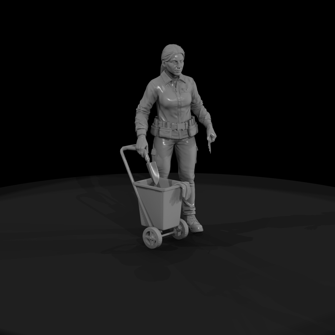 Woman Gardener Figure with Tool Caddy