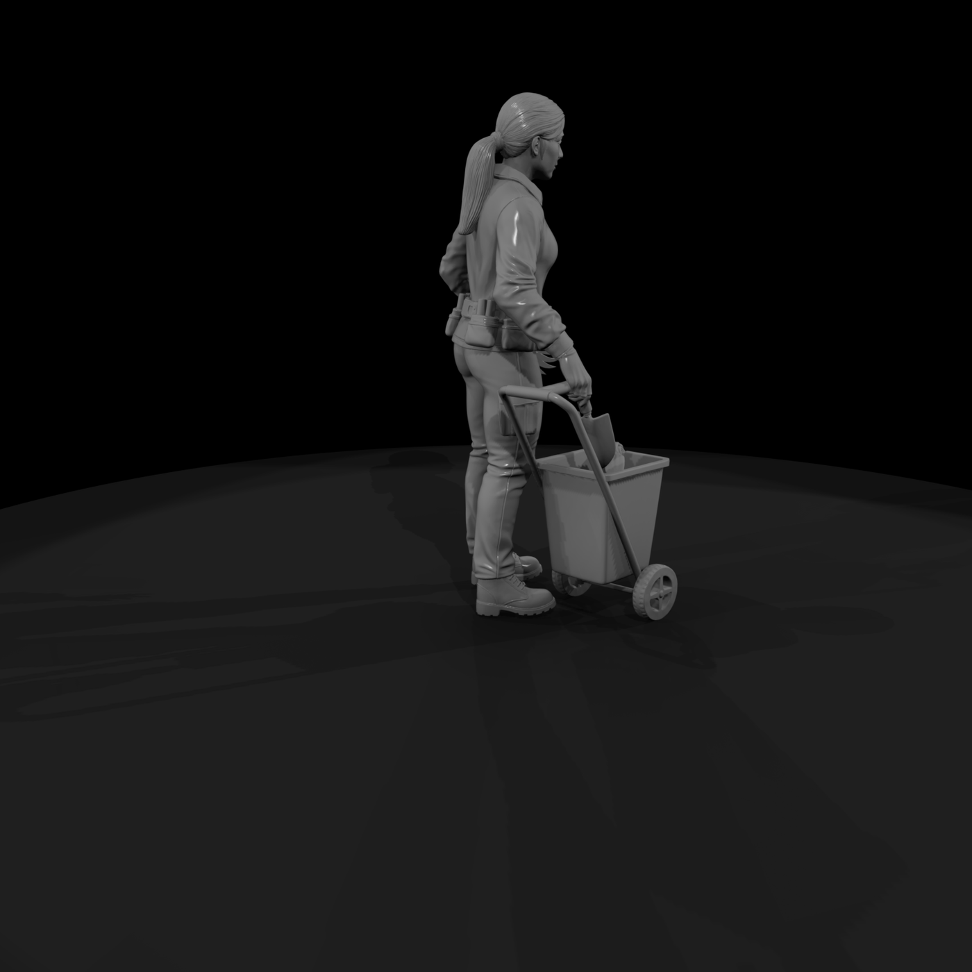 Woman Gardener Figure with Tool Caddy