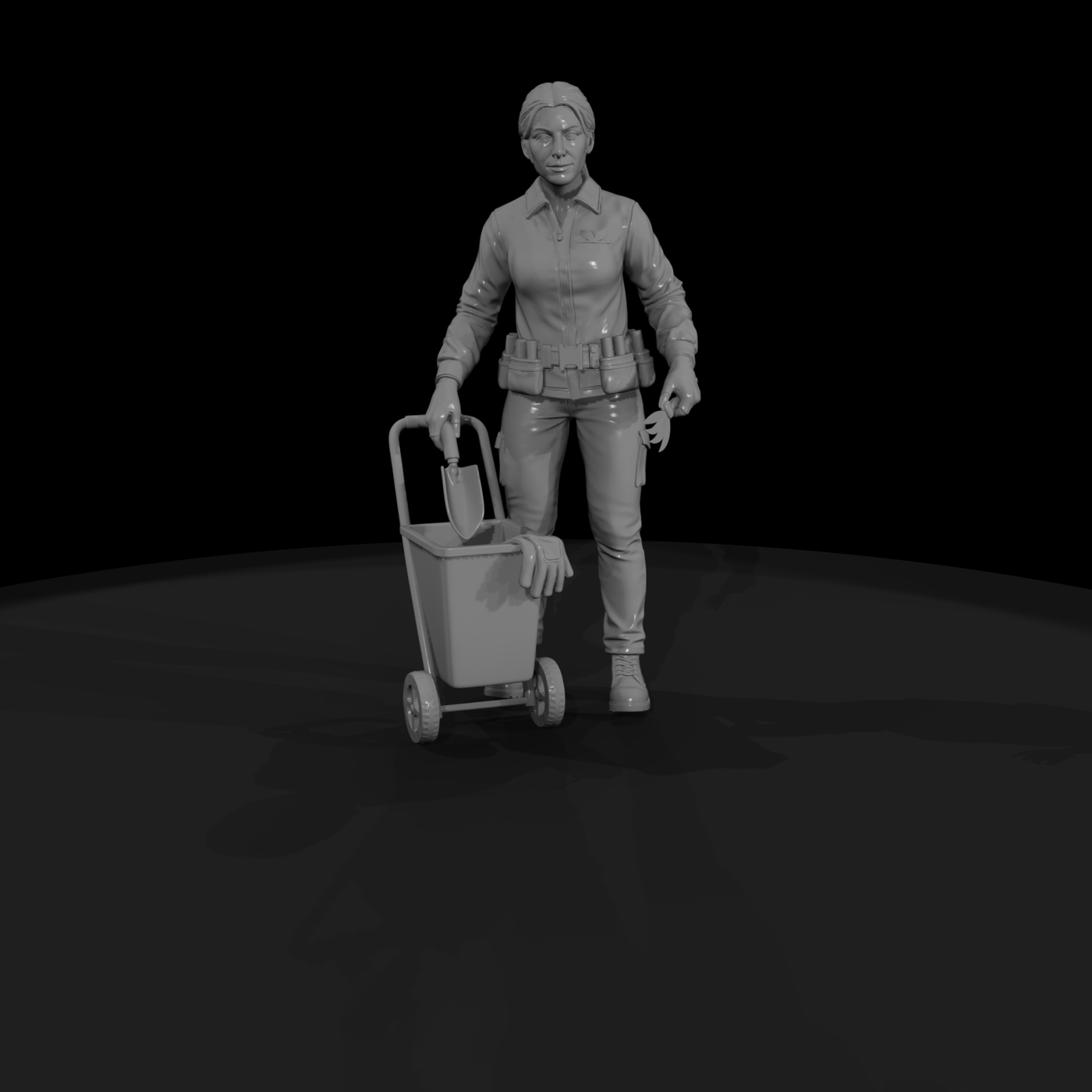 Woman Gardener Figure with Tool Caddy