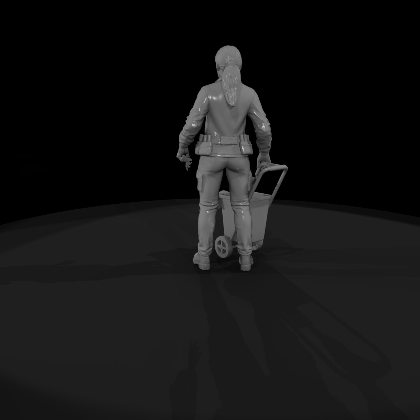 Woman Gardener Figure with Tool Caddy
