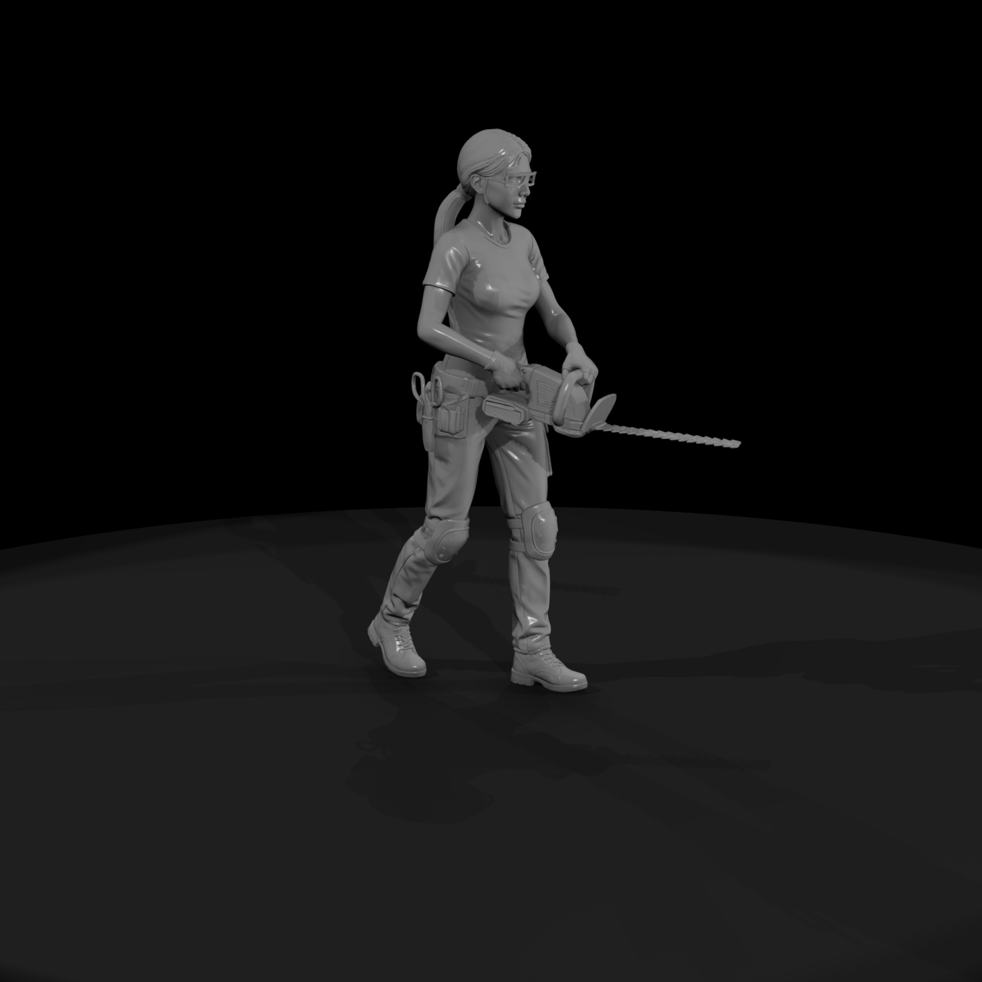 Female Gardener Figure, Trimming Pose, Modern